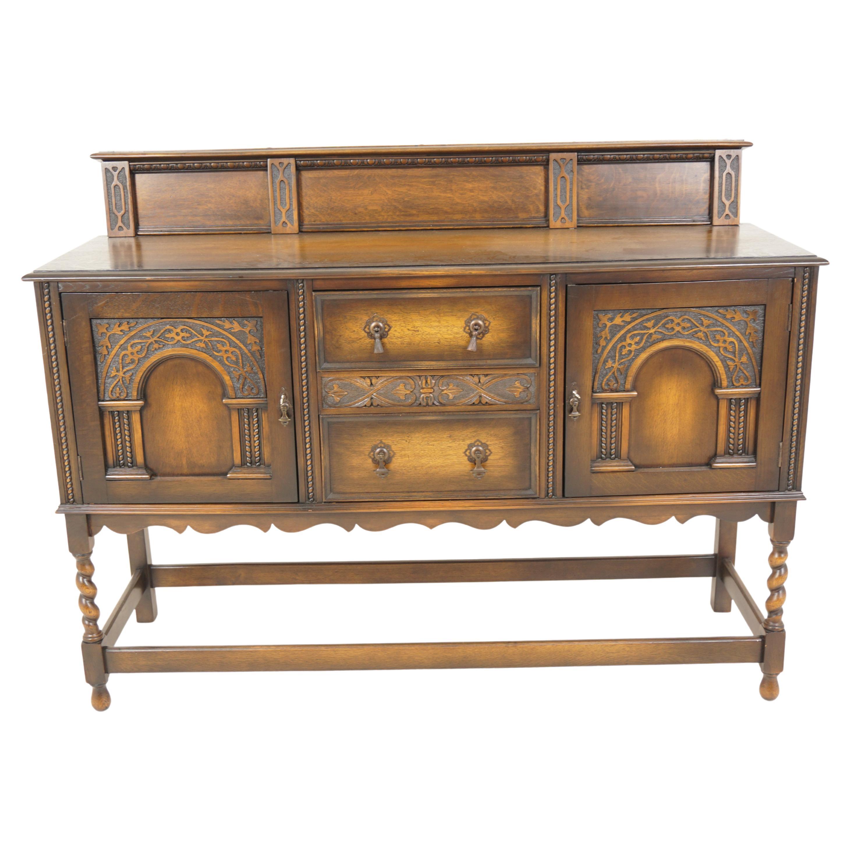 Ant, Tiger Oak Barley Twist Welsh Chest Of Drawers, Sideboard/Buffet