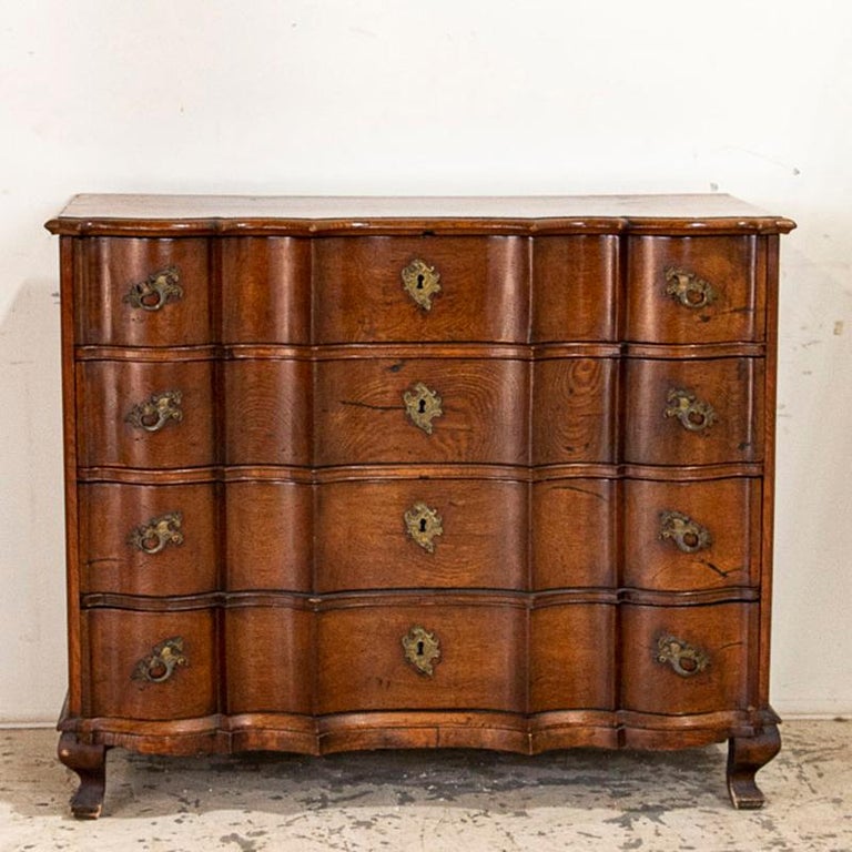 Antique Oak Baroque Tall Chest of Drawers, Denmark at 1stDibs