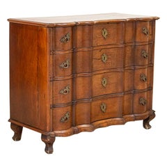 Antique Oak Baroque Tall Chest of Drawers, Denmark