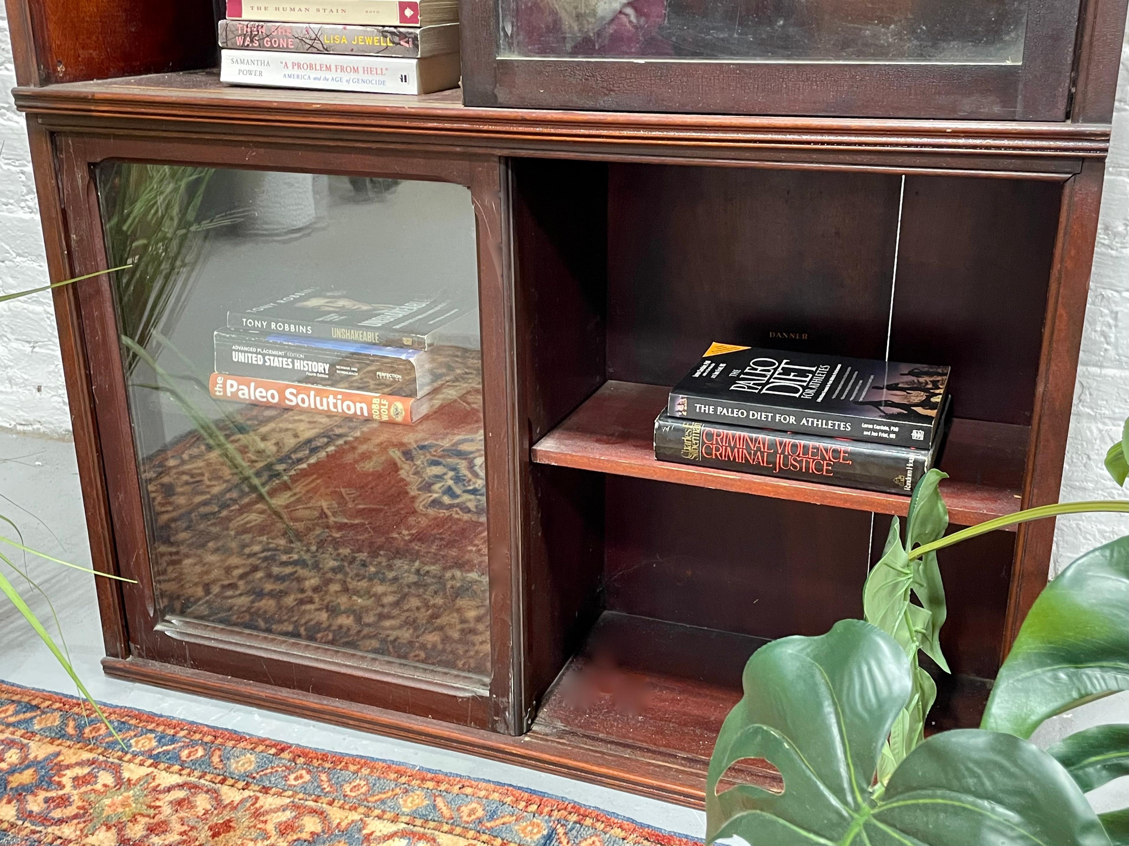 Glass Antique Oak Barrister Bookcase / China Cabinet by Danner Furniture, circa 1910s