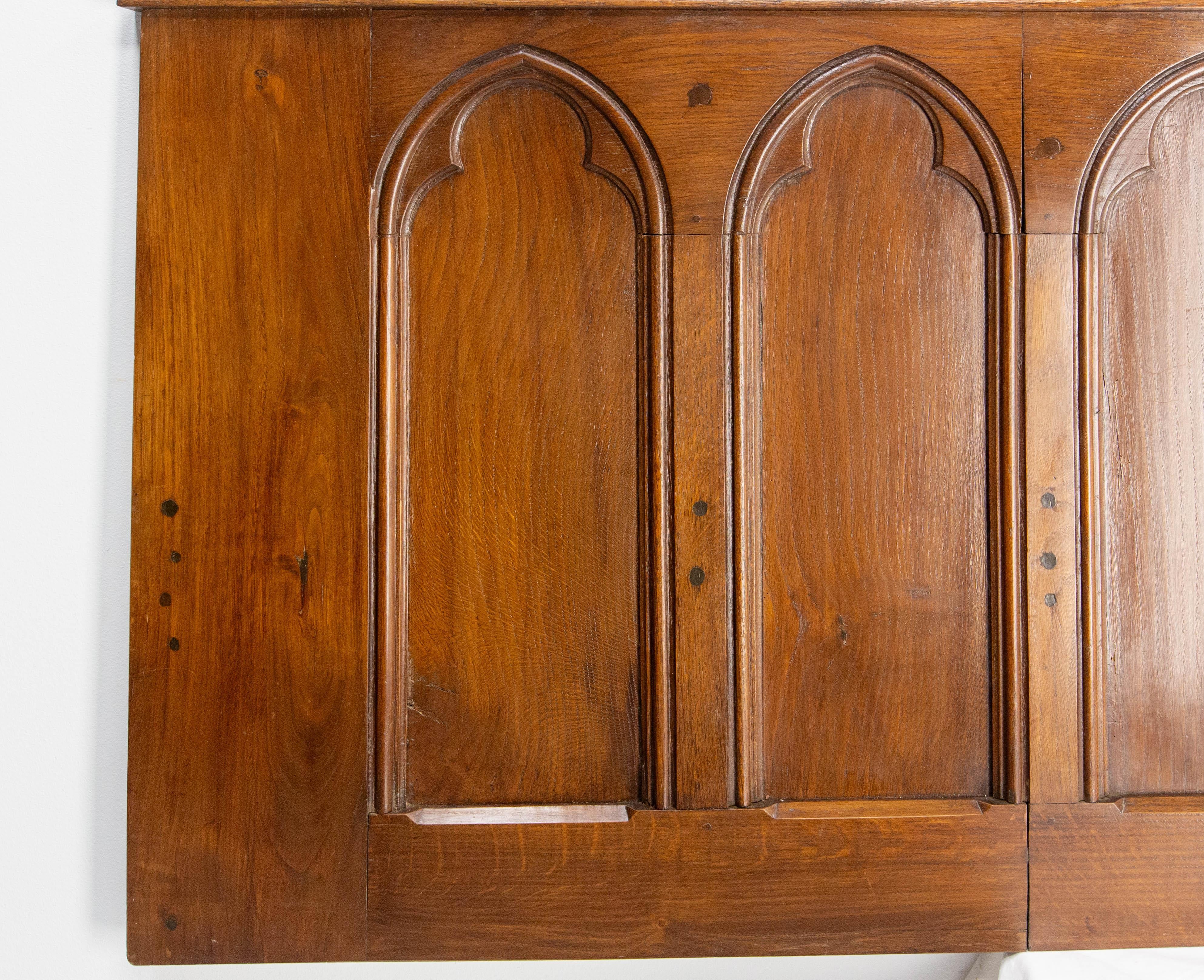 Antique Oak Bed Headboard Neogothic King Size Late 19th Century 5