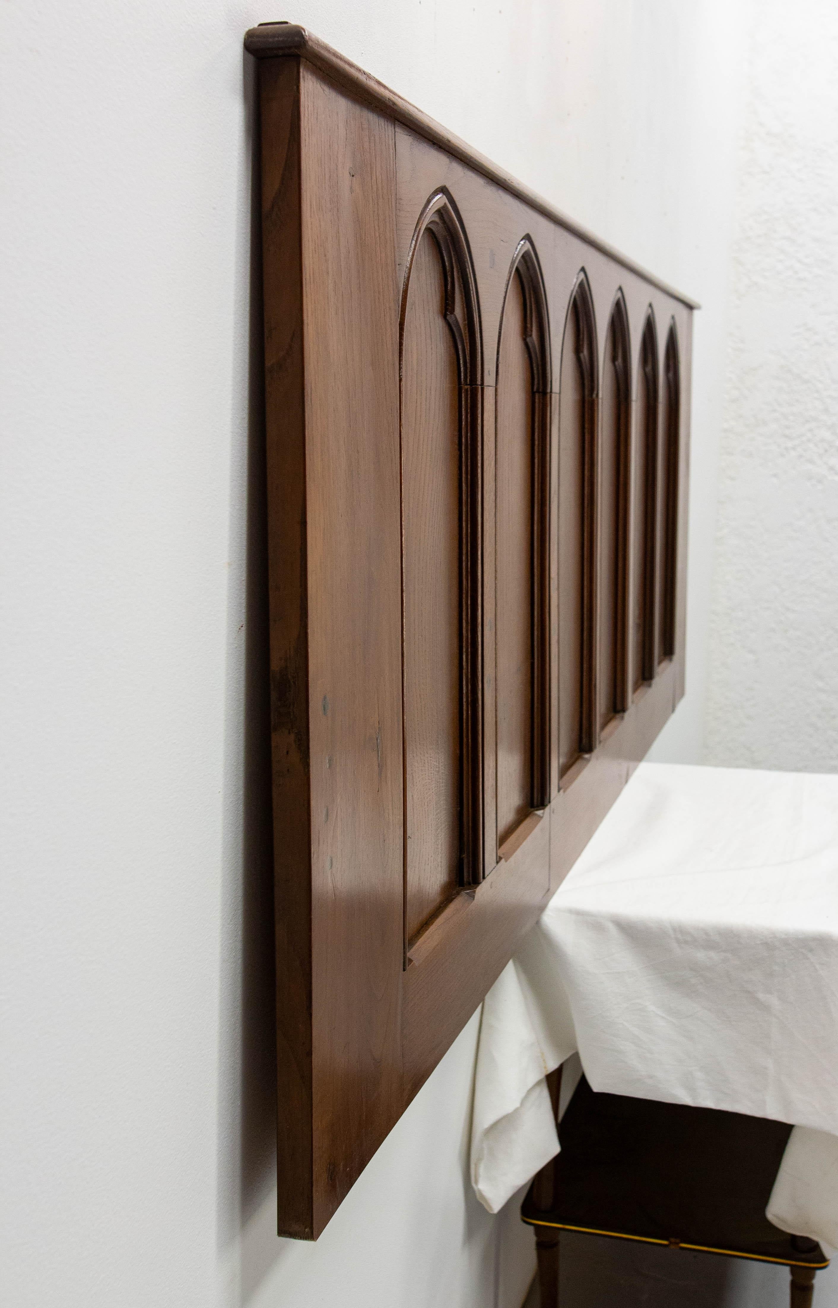 French Antique Oak Bed Headboard Neogothic King Size Late 19th Century