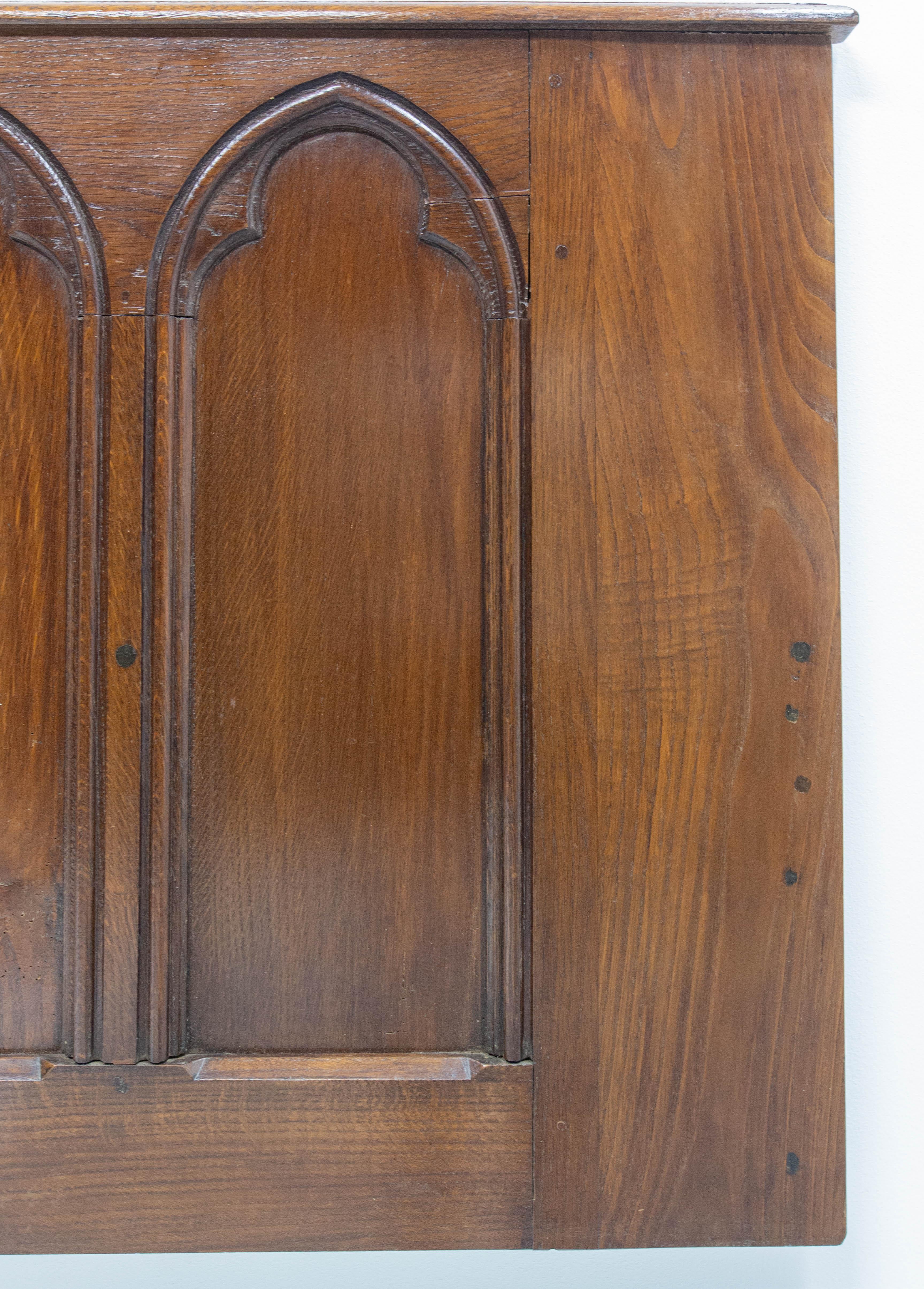 Antique Oak Bed Headboard Neogothic King Size Late 19th Century 2