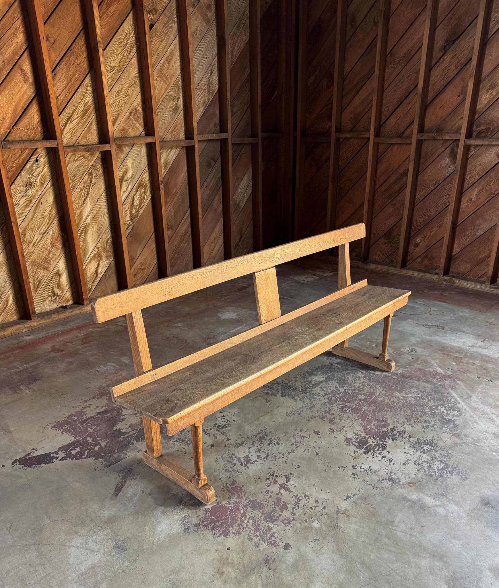 Antique Oak Bench, England, Early 20th Century.  Beautiful original patina.  