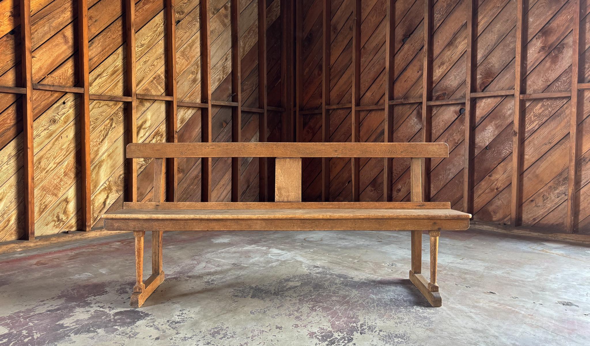 Primitive Antique Oak Bench, England, Early 20th Century For Sale