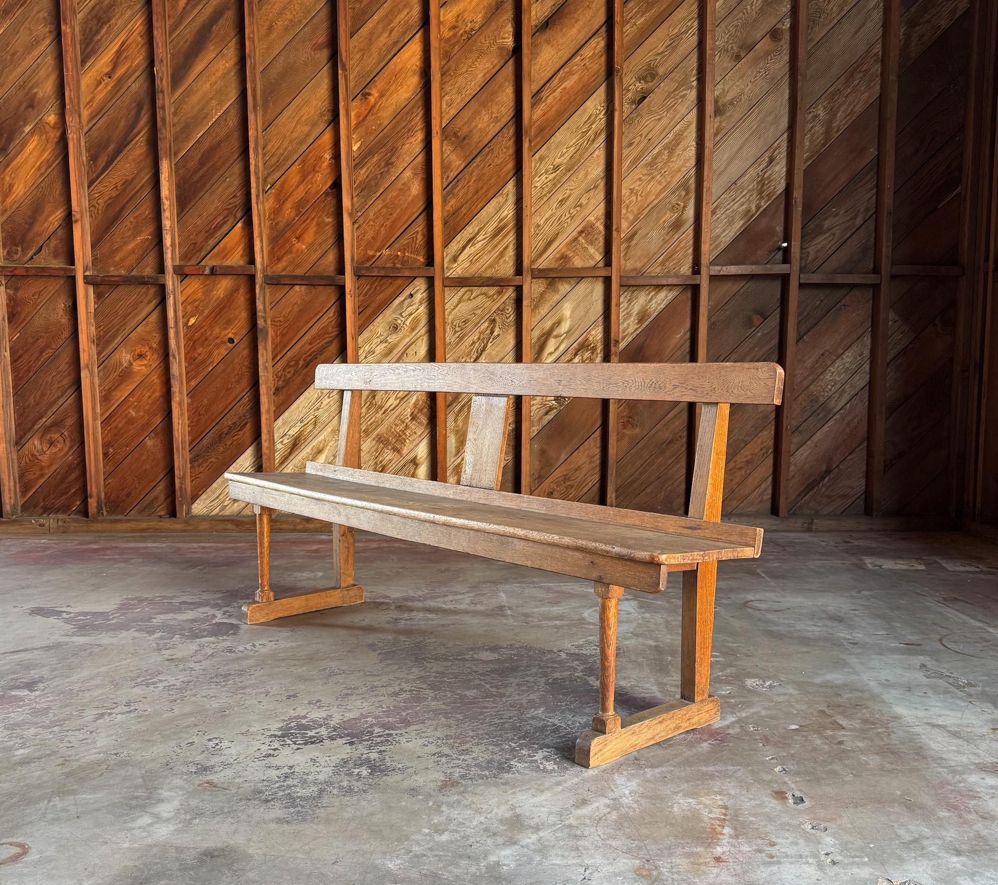 Antique Oak Bench, England, Early 20th Century For Sale 4