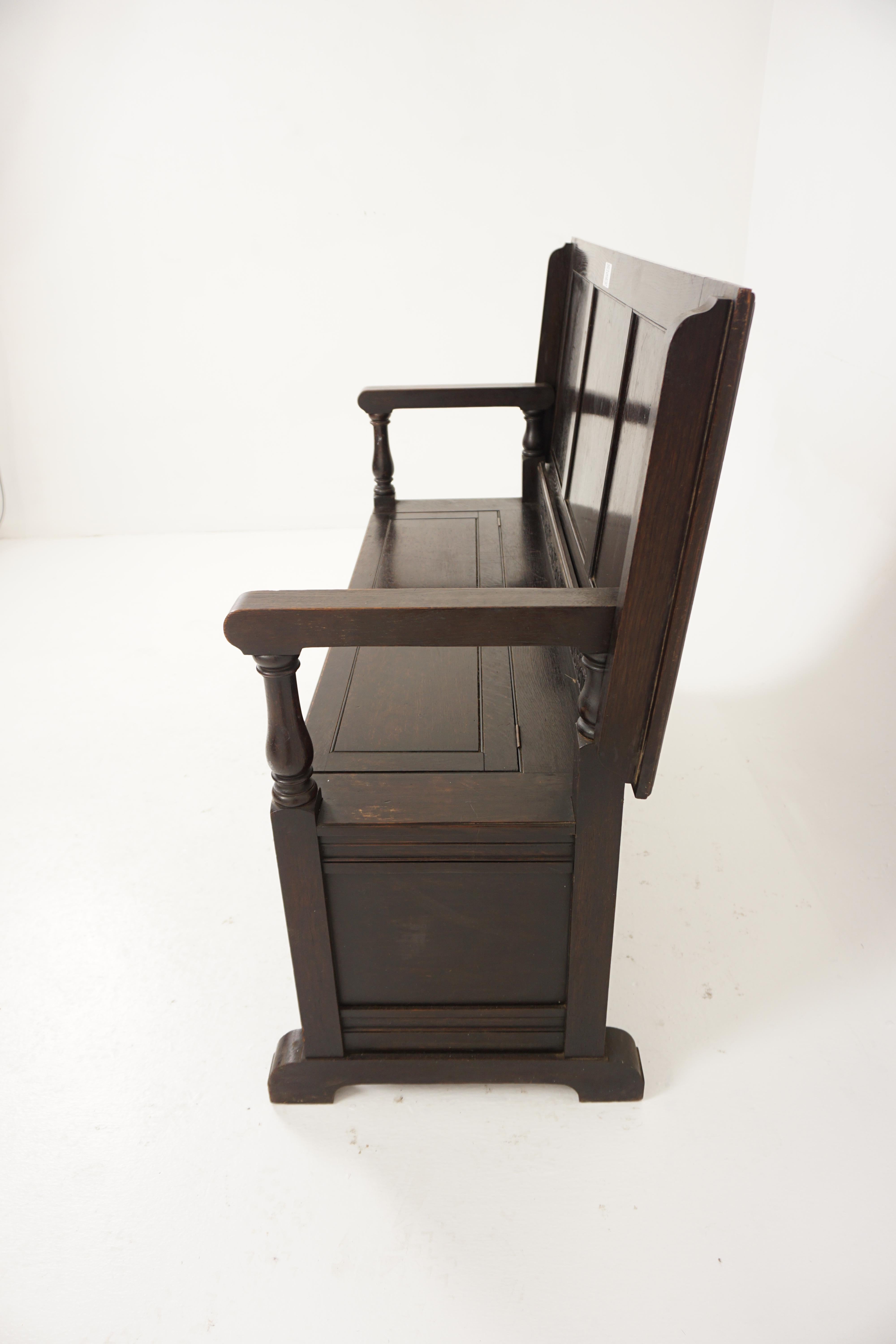 Banc en chêne ancien, assise d'entrée, banc pour moines, settle, Écosse 1900, H988 en vente 2