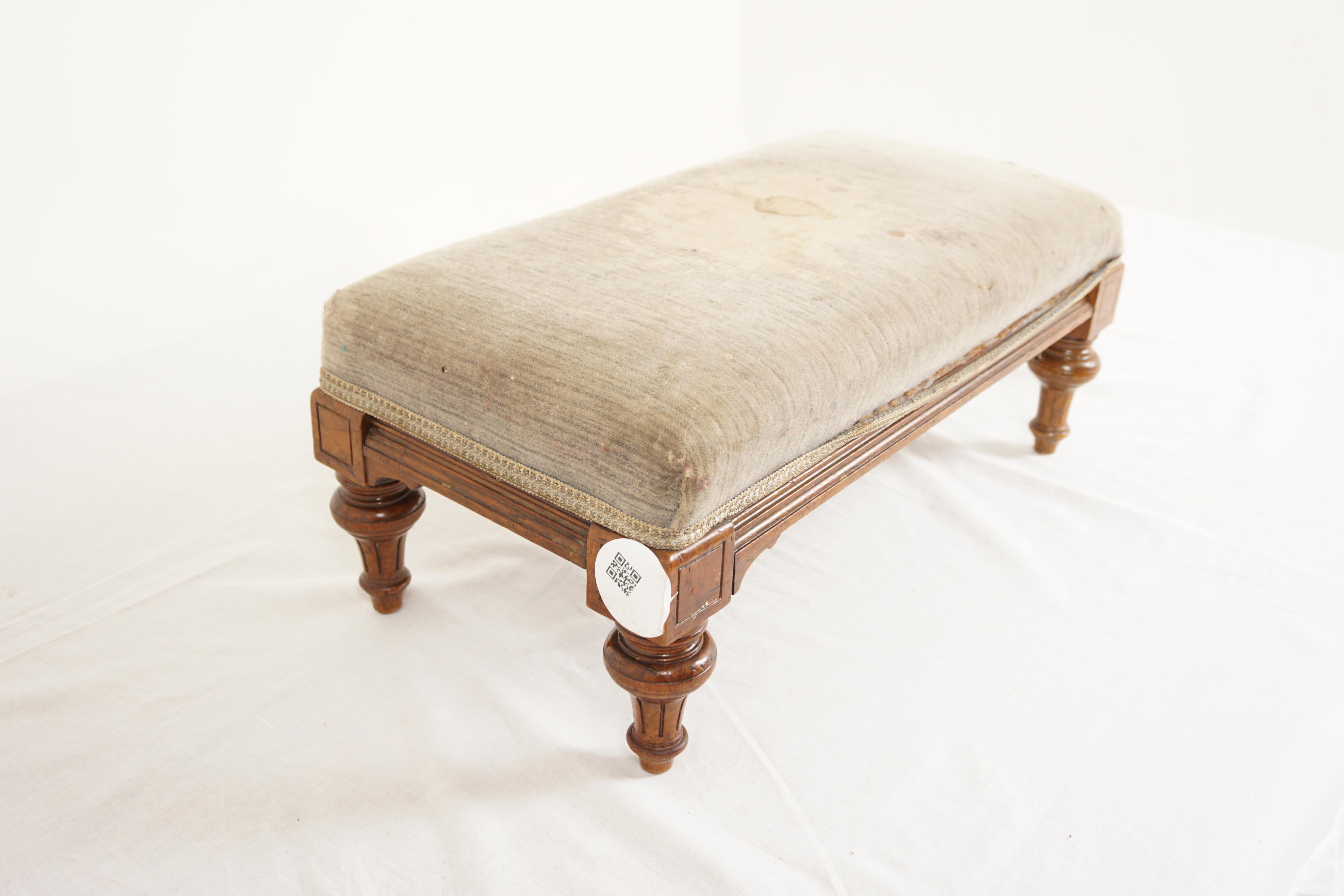 Hand-Crafted Antique Oak Bench, Victorian Oak Front Stool and Foot Rest, Scotland 1880, H1060