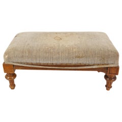 Antique Oak Bench, Victorian Oak Front Stool and Foot Rest, Scotland 1880, H1060