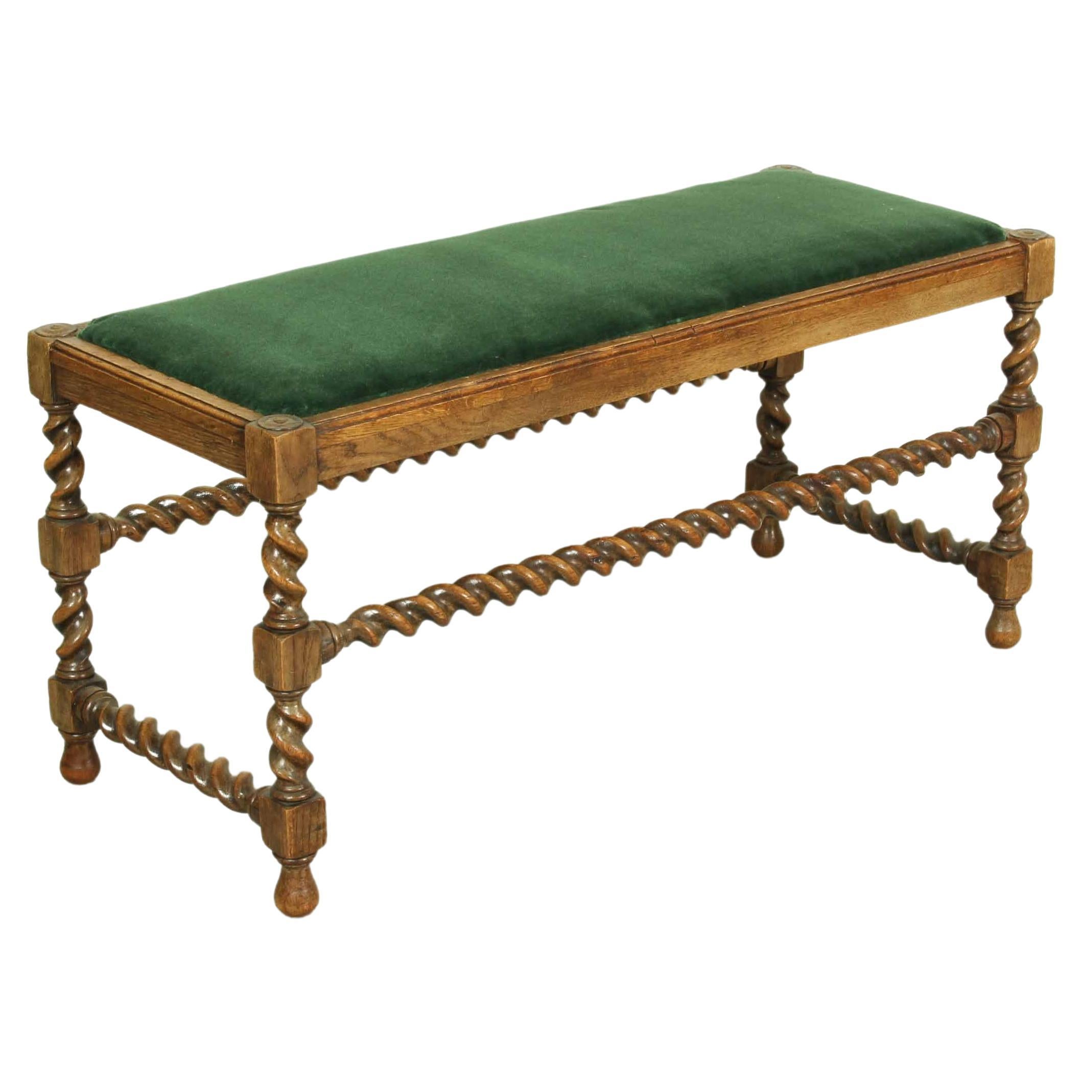 Antique Oak Bench with Barley Twisted Legs, circa 1880s at 1stDibs