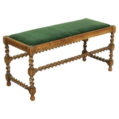 Antique Oak Bench with Barley Twisted Legs, circa 1880s
