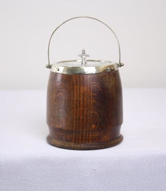 Antique Oak Biscuit Barrel