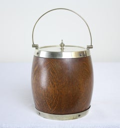 Antique Oak Biscuit Barrel