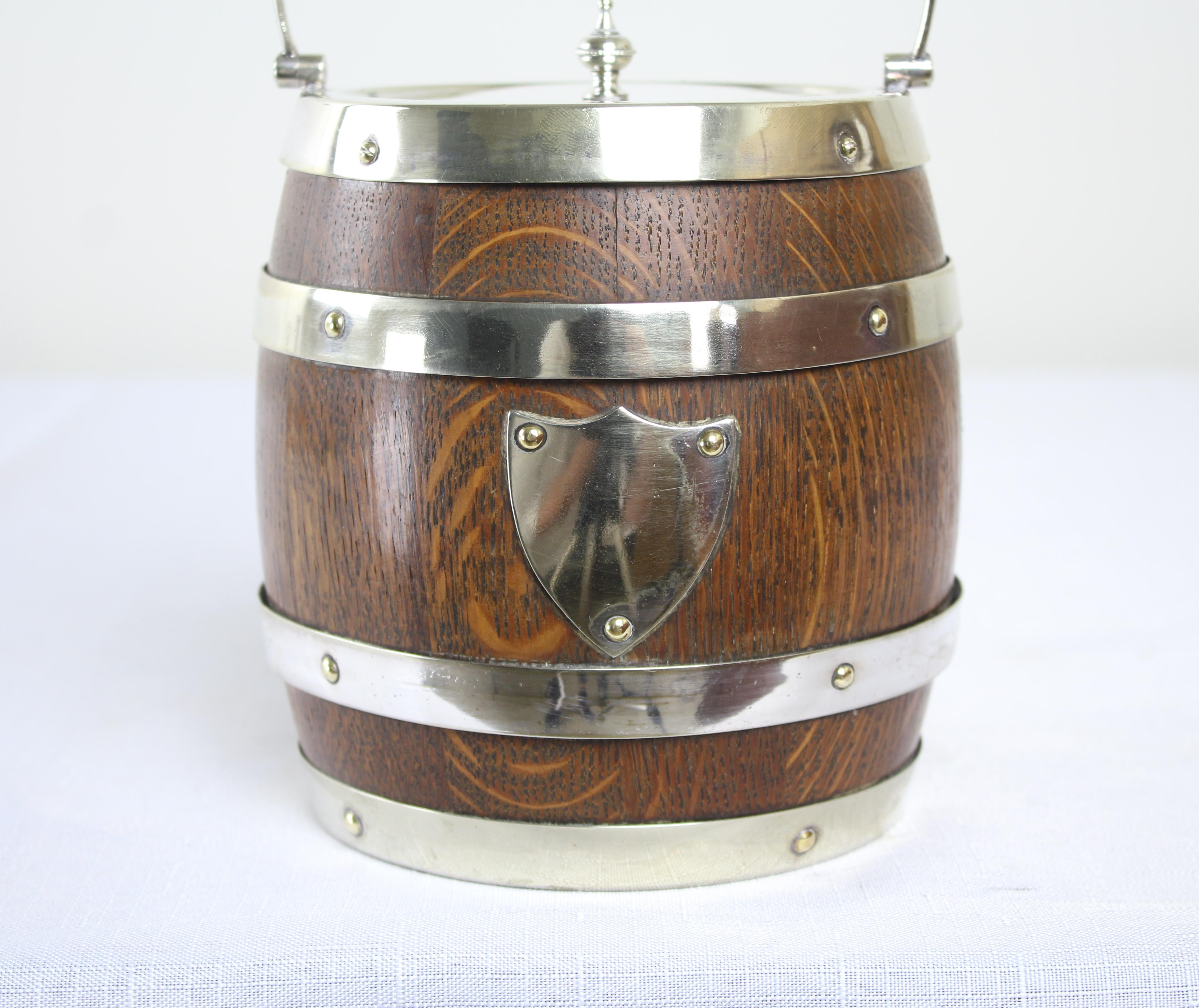 English Antique Oak Biscuit Barrel
