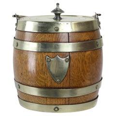 Antique Oak Biscuit Barrel
