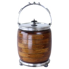 Antique Oak Biscuit Barrel