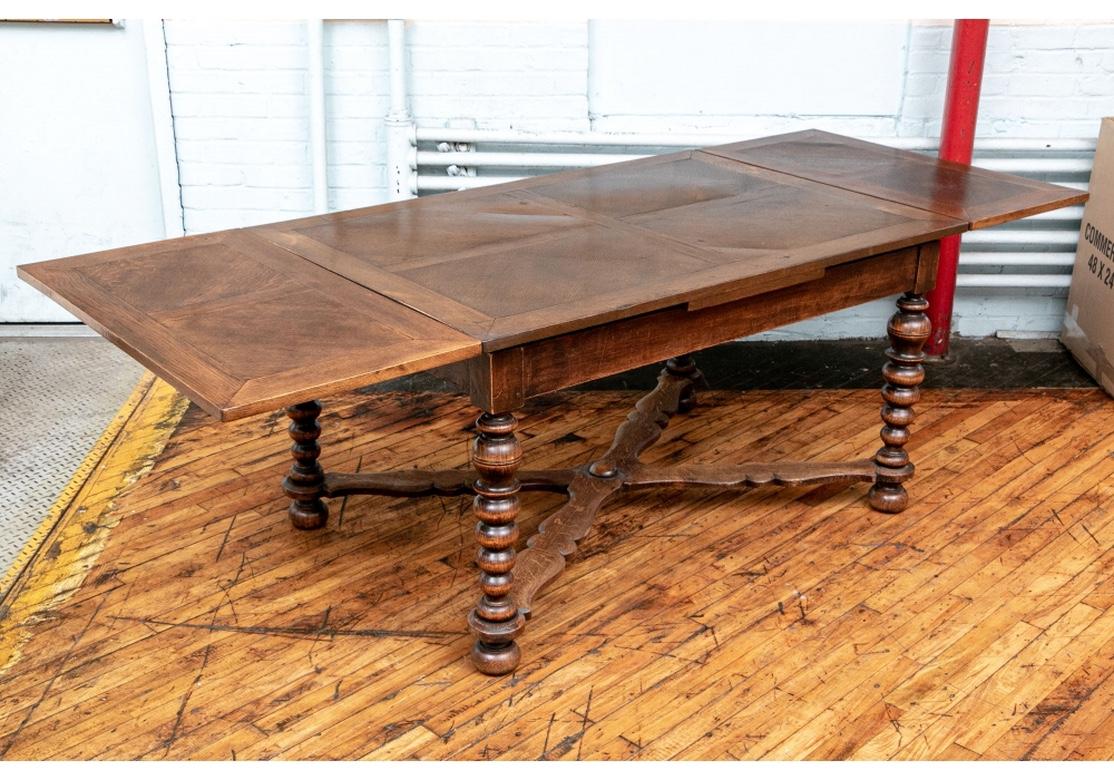 Jacobean Antique Oak Bobbin Type Extension Dining Table