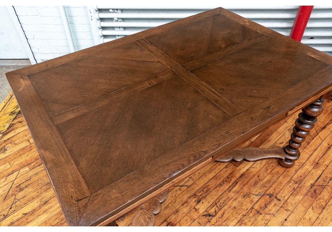19th Century Antique Oak Bobbin Type Extension Dining Table