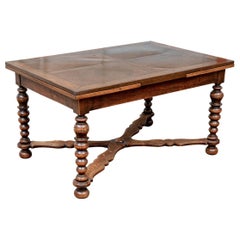 Antique Oak Bobbin Type Extension Dining Table