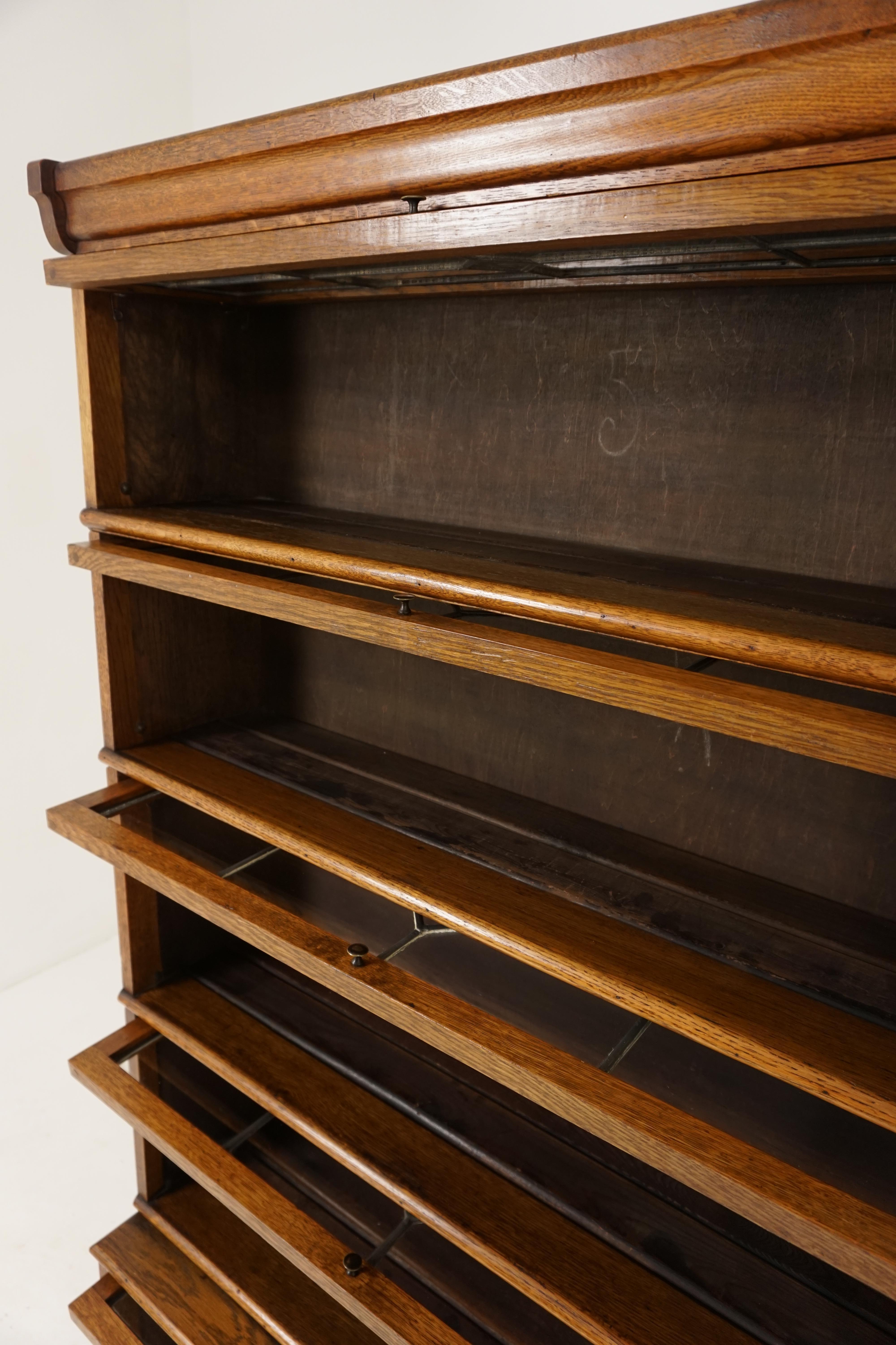 Antique Oak Bookcase, 5-Tier Sectional, Leaded Glass, Scotland 1920, B1865 1