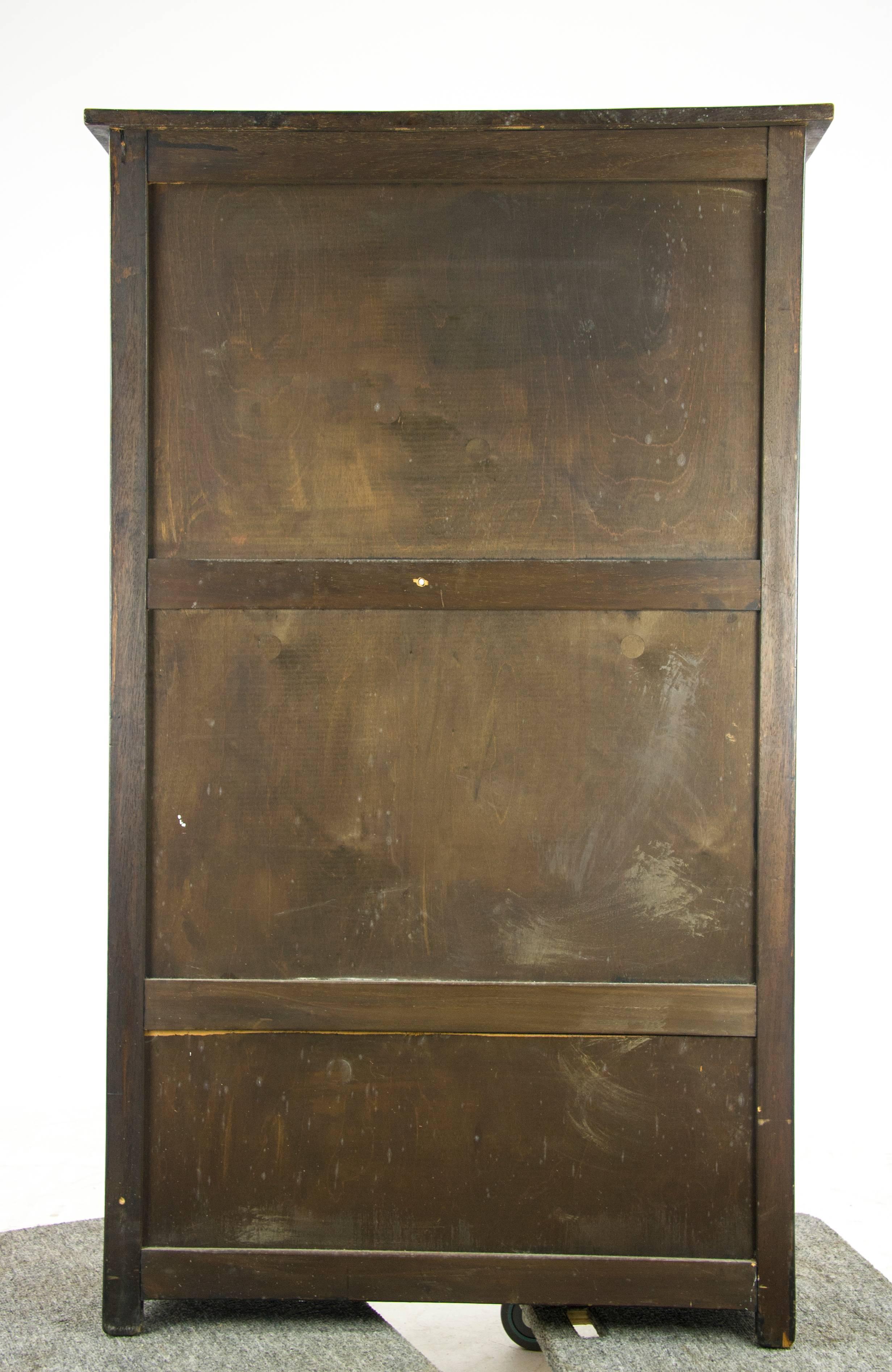 Antique Oak Bookcase, Antique Bookcase, Leaded Glass Bookcase, Scotland, 1930 3
