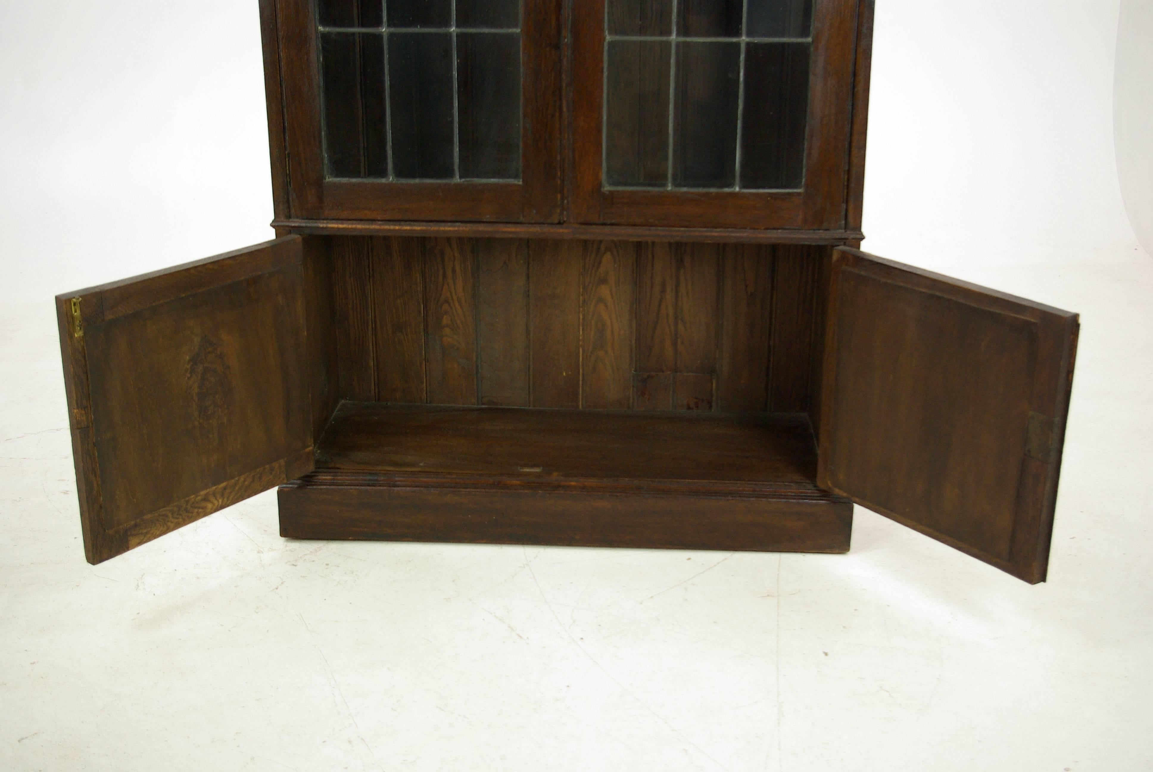 Scottish Antique Oak Bookcase, Arts & Crafts Bookcase, Scotland 1910, Antiques, B1054