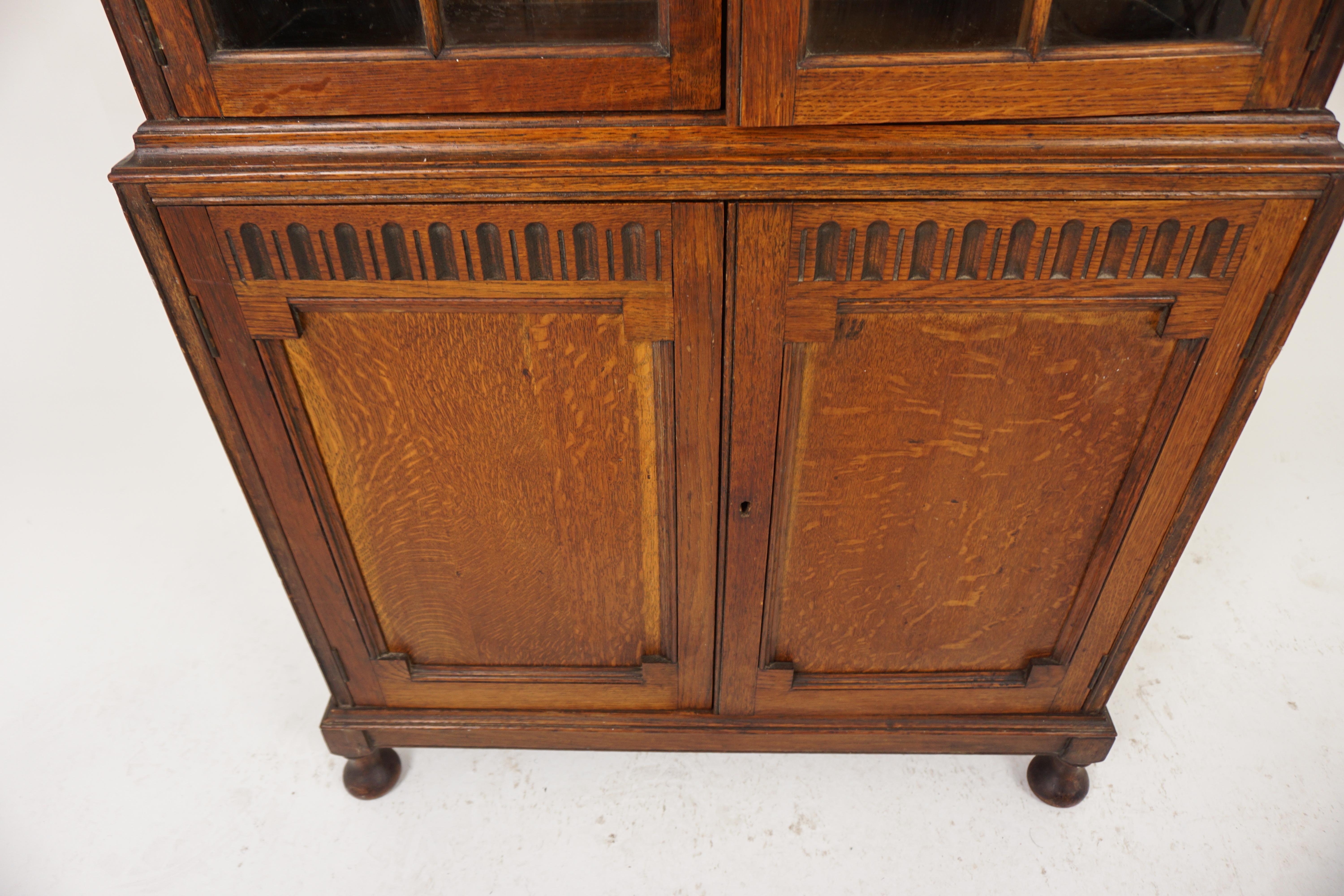 Antique Oak Bookcase, Arts & Crafts Display Cabinet, Scotland 1910, H1042 In Good Condition In Vancouver, BC