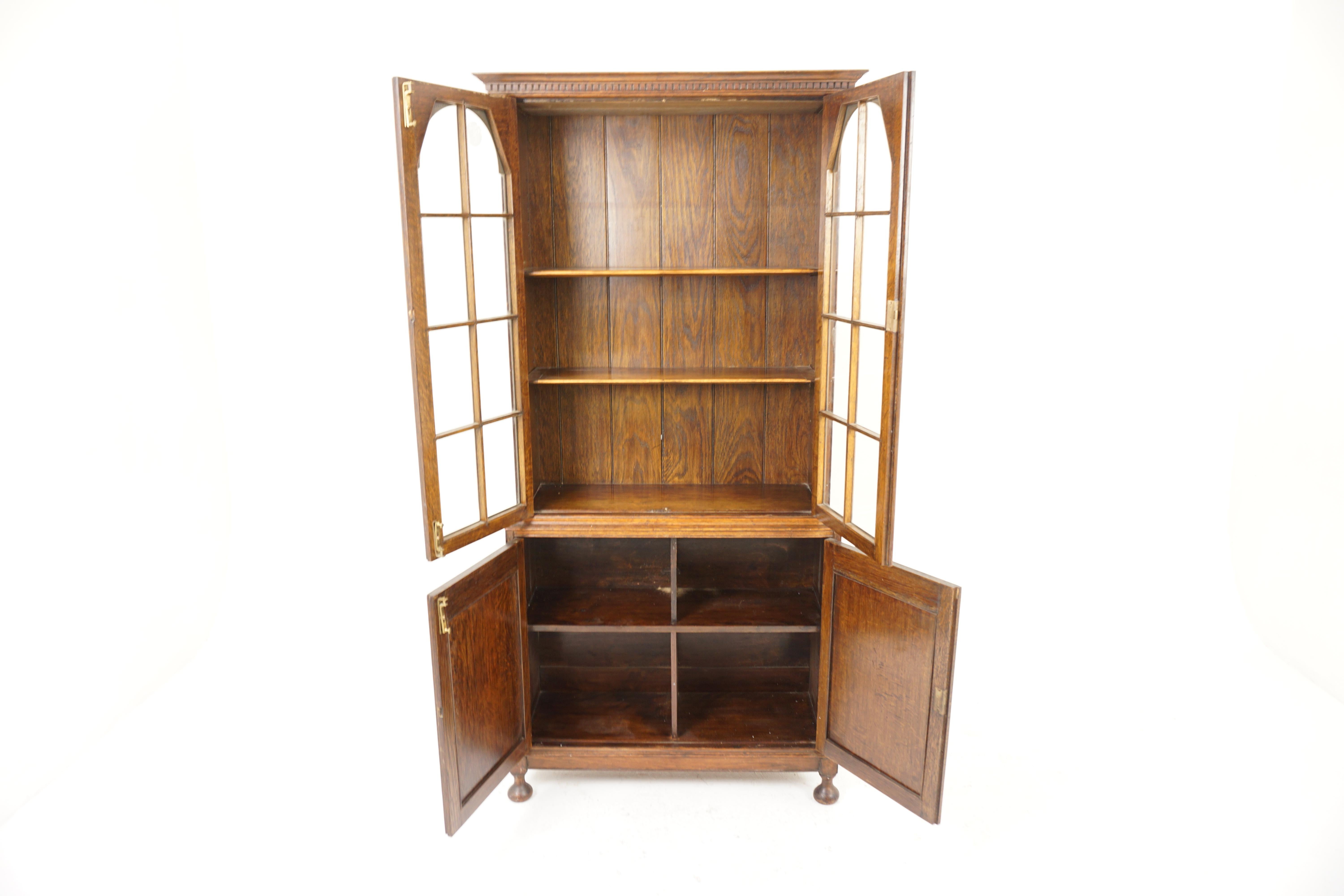 Early 20th Century Antique Oak Bookcase, Arts & Crafts Display Cabinet, Scotland 1910, H1042