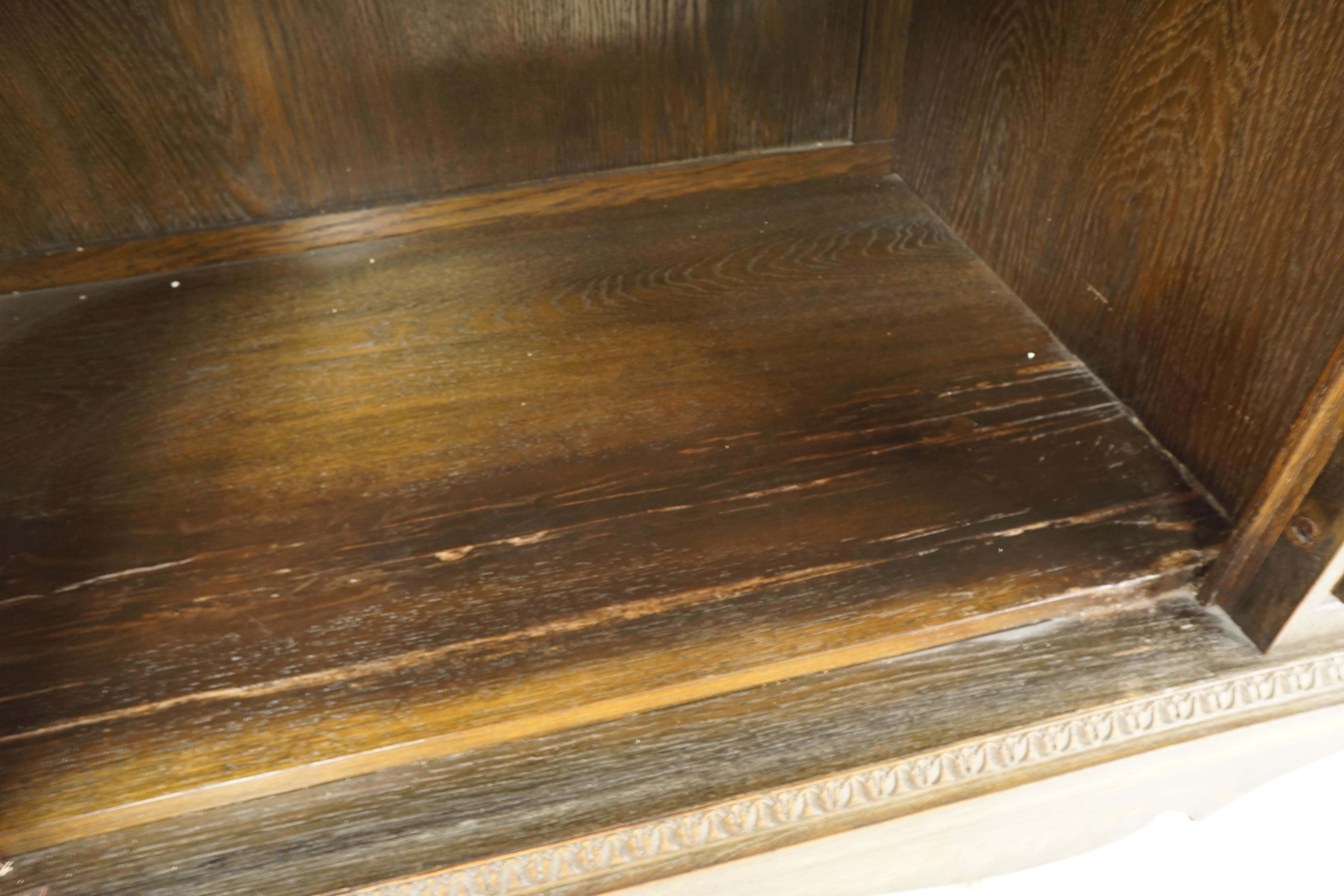 Early 20th Century Antique Oak Bookcase, Carved Oak, Four-Door, Display Cabinet, Denmark 1920 B2260