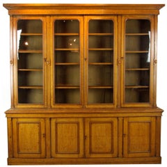 Antique Oak Bookcase, Library Bookcase, Tiger Oak Bookshelves, 1870, B1043