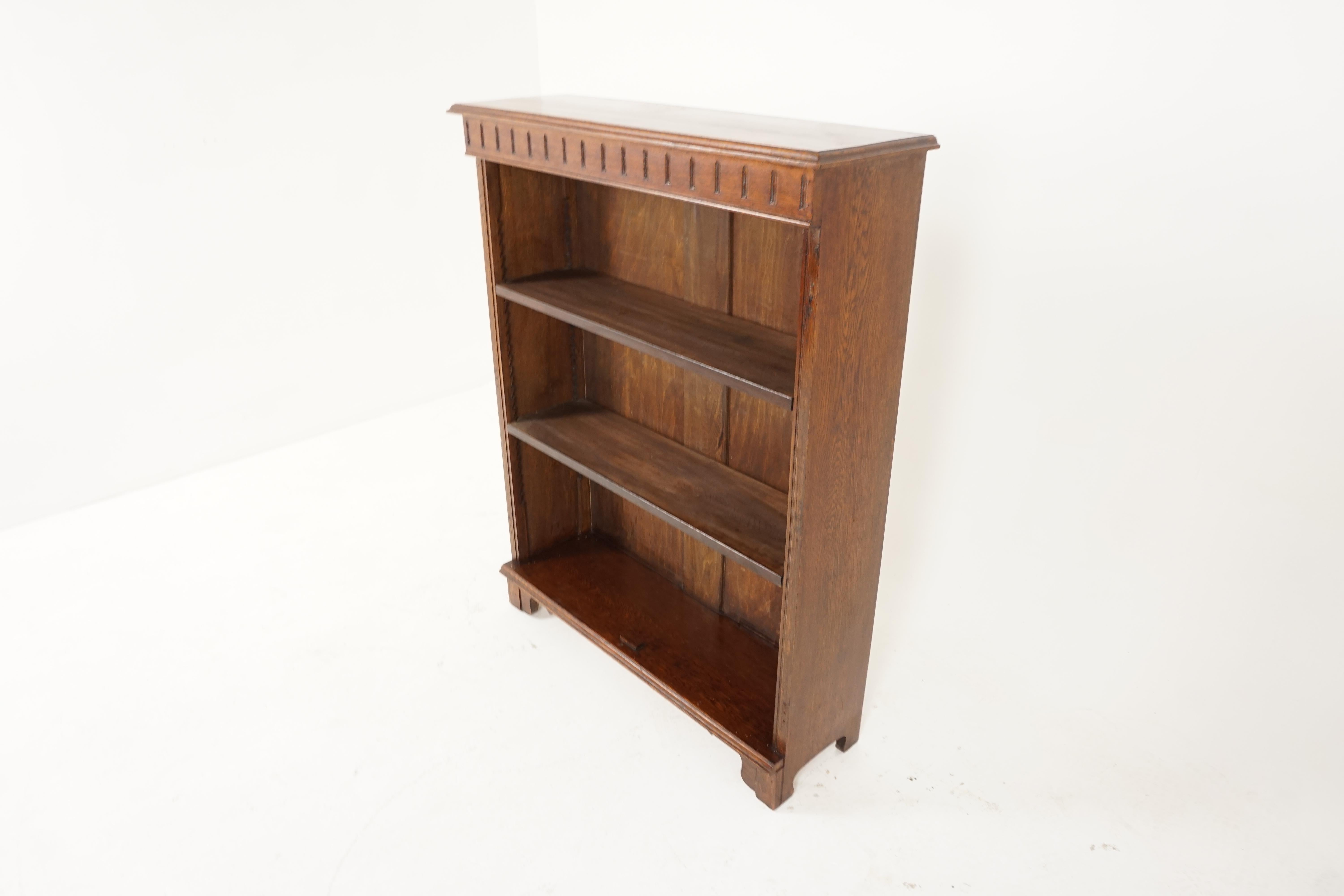 Hand-Crafted Antique Oak Bookcase, Open Display Cabinet, Scotland 1920, B2222
