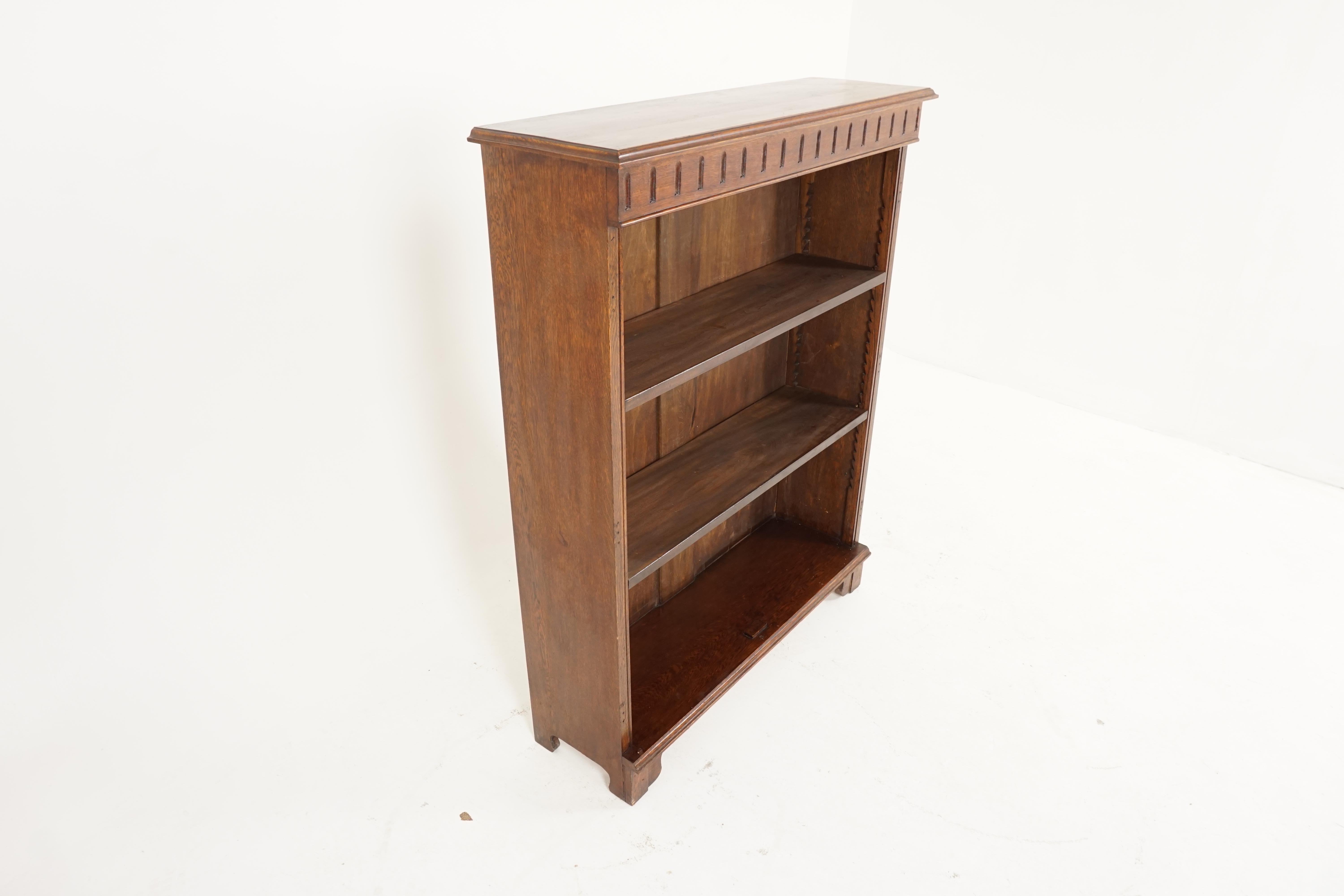 Antique Oak Bookcase, Open Display Cabinet, Scotland 1920, B2222 In Good Condition In Vancouver, BC