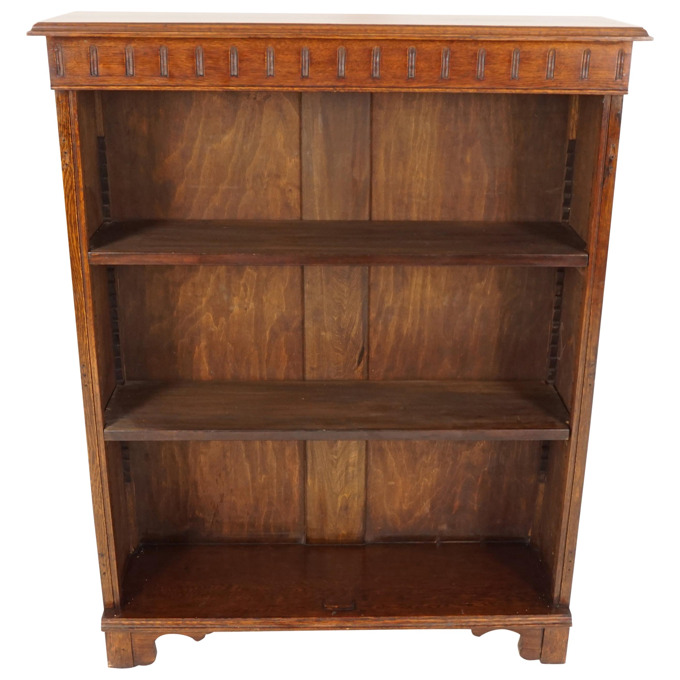 Antique Oak Bookcase, Open Display Cabinet, Scotland 1920, B2222