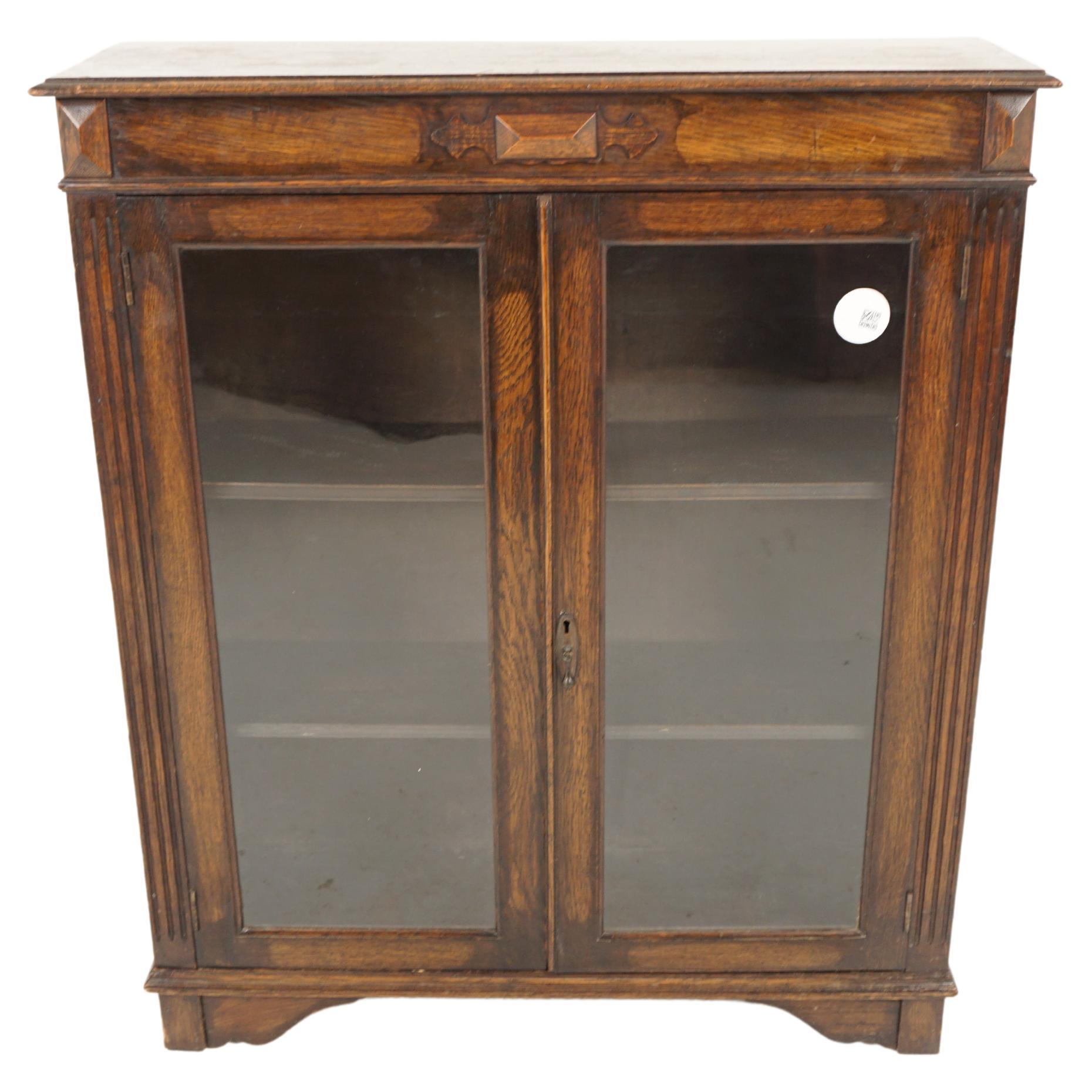 Antique Oak Bookcase, Solid Oak Display Scotland 1910, H1012 For Sale at 1stDibs