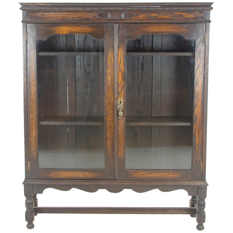 Antique Oak Bookcase, Two-Door Oak Bookcase, Scotland 1920, B1227 Antique Oak Bookcase, Two-Door Oak Bookcase, Scotland 1920, B1227 For Sale - Antique Oak Bookcase, Two-Door Oak Bookcase, Scotland 1920, B1227