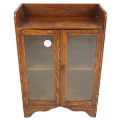 Antique Oak Bookcase, Vintage Tiger Oak Display Cabinet, Scotland 1920, H1073
