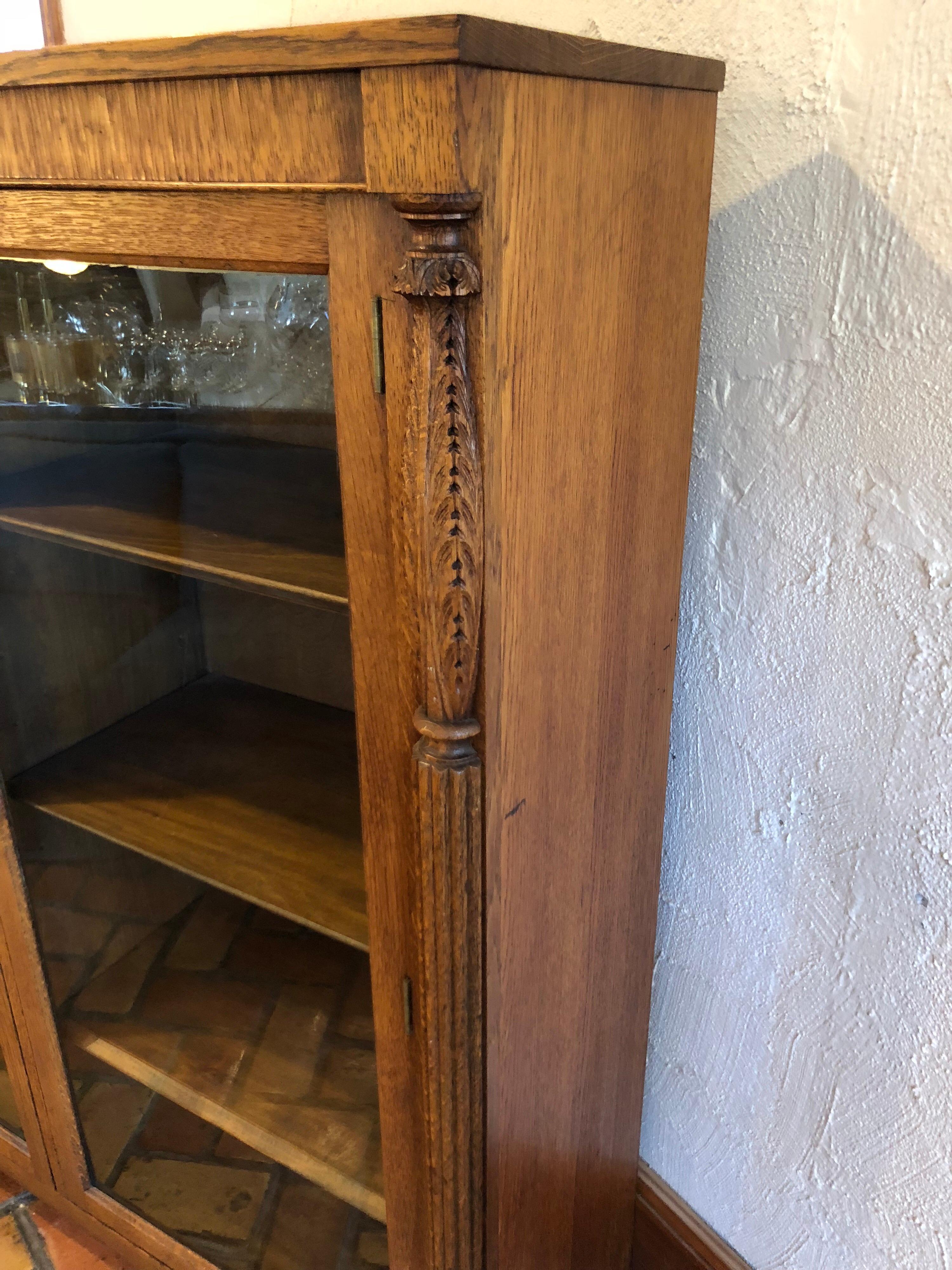 Antique Oak Bookcase with Original Keys 2
