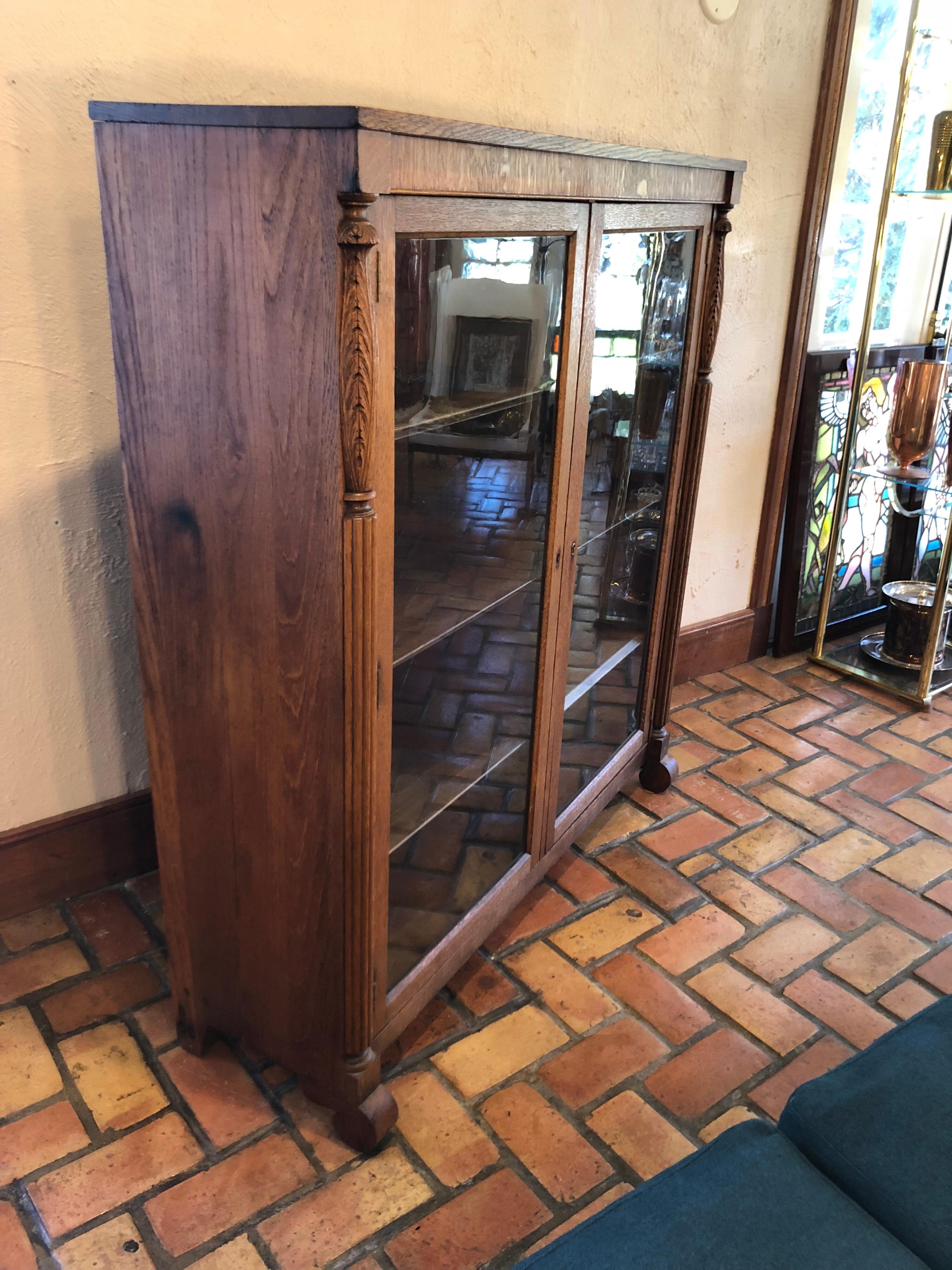Antique Oak Bookcase with Original Keys 4