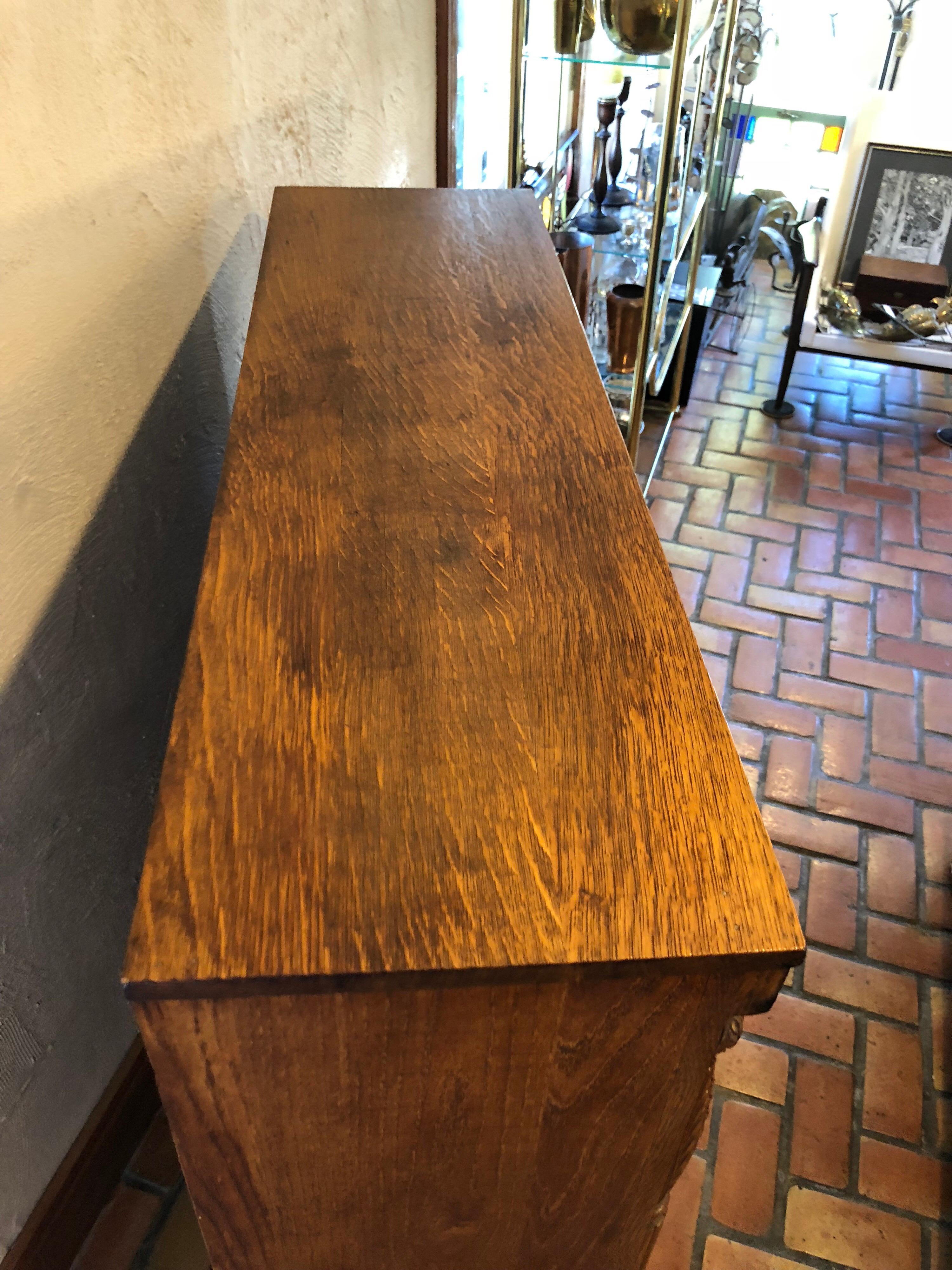 Antique Oak Bookcase with Original Keys 7