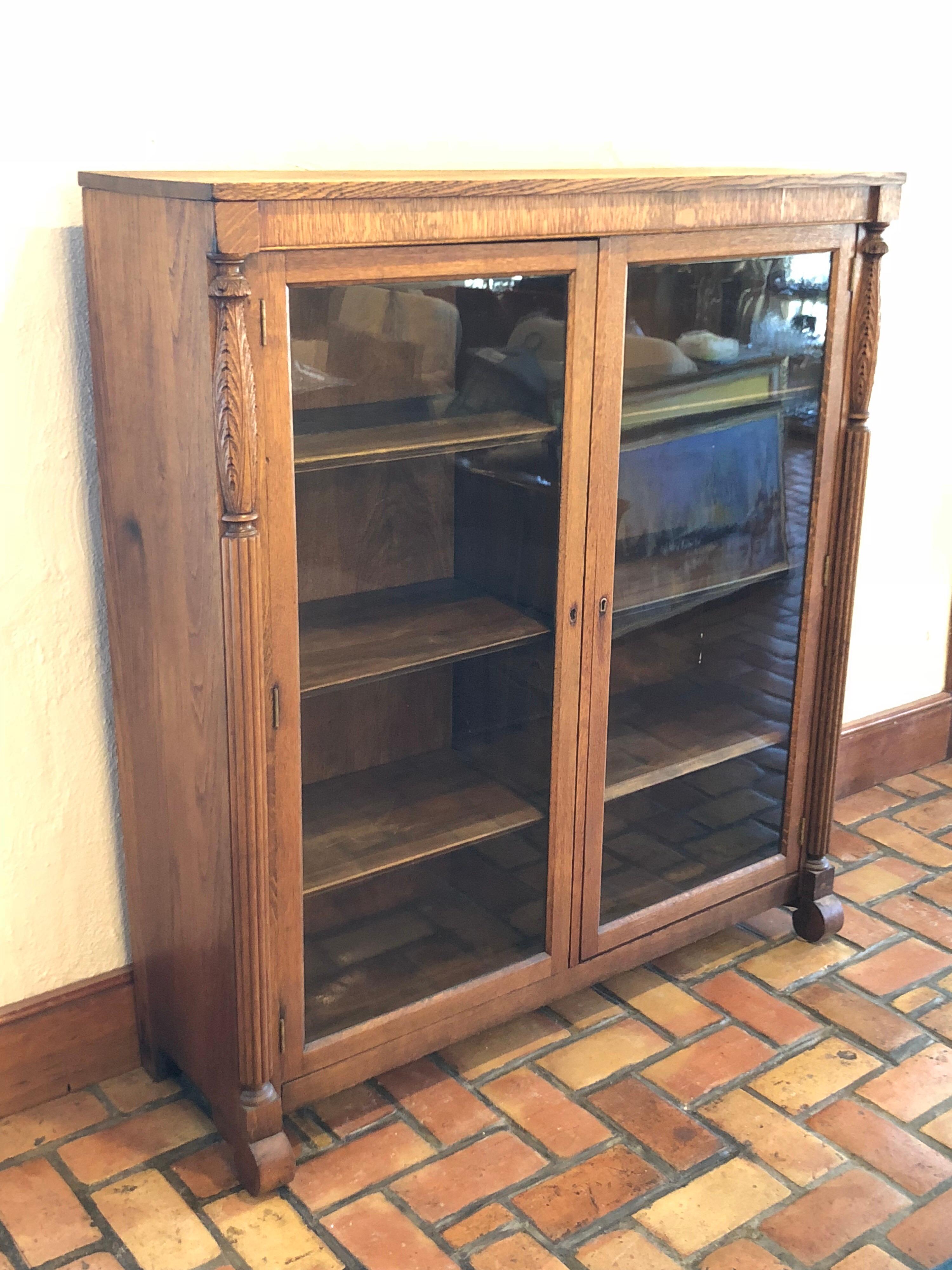 American Antique Oak Bookcase with Original Keys