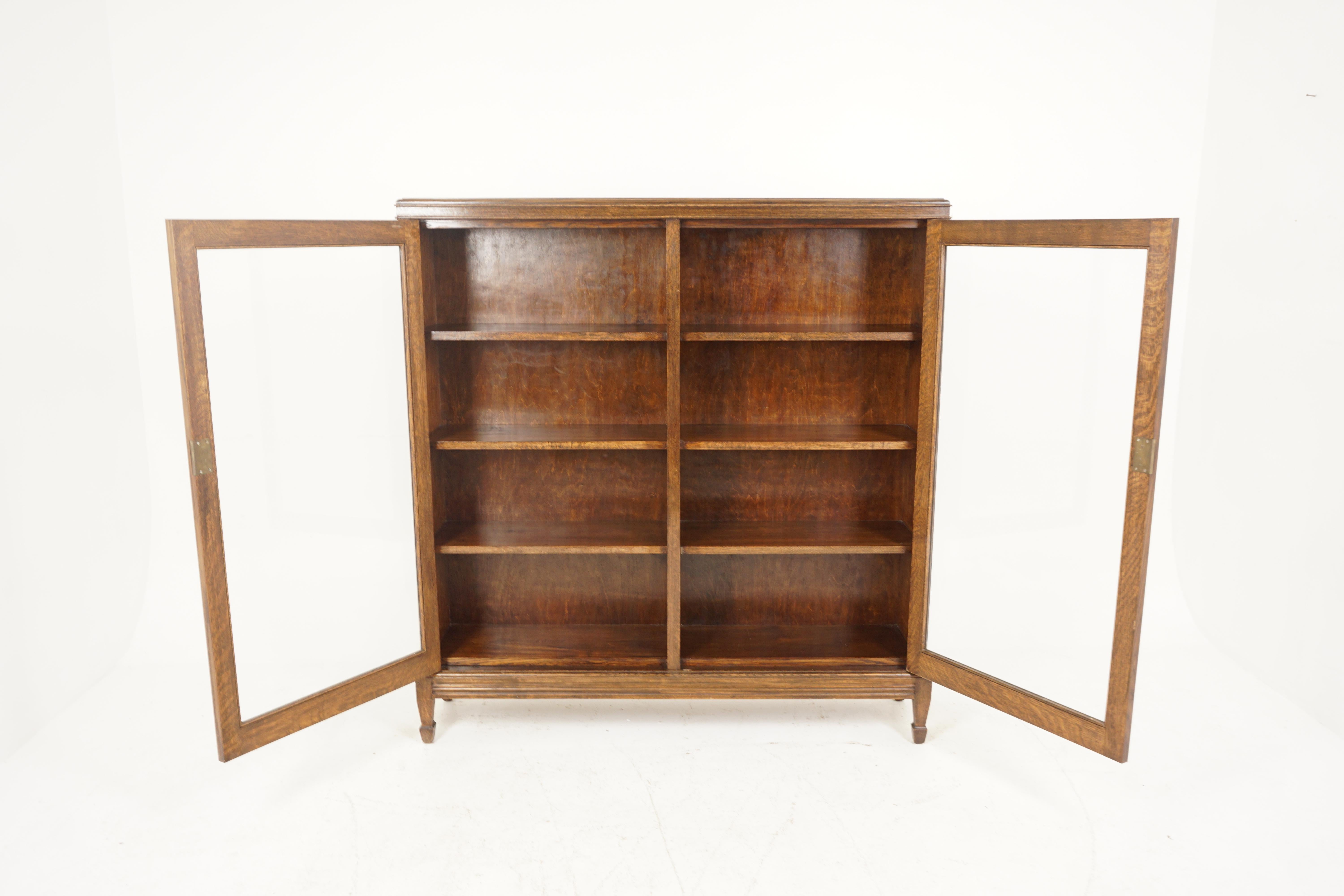 Antique Oak Bookcases, Arts + Crafts, Display Cabinet, Scotland 1910, B2616 In Good Condition In Vancouver, BC
