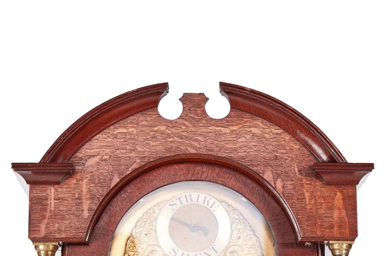 Antique Oak Brass Face 8 Day Grandfather Clock For Sale at 1stdibs