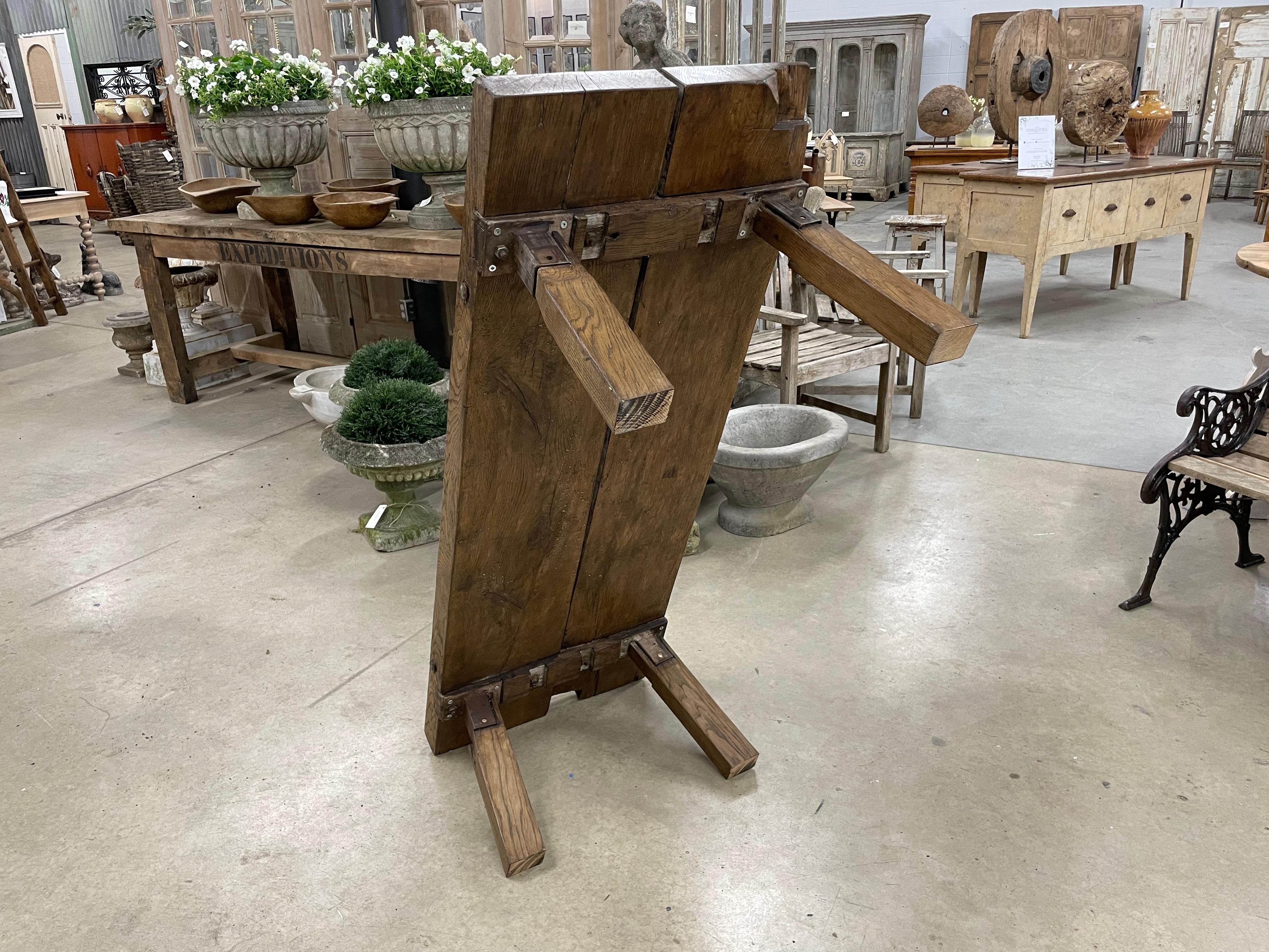 Antique Oak Butcher Block Pig Bench Coffee Table 4