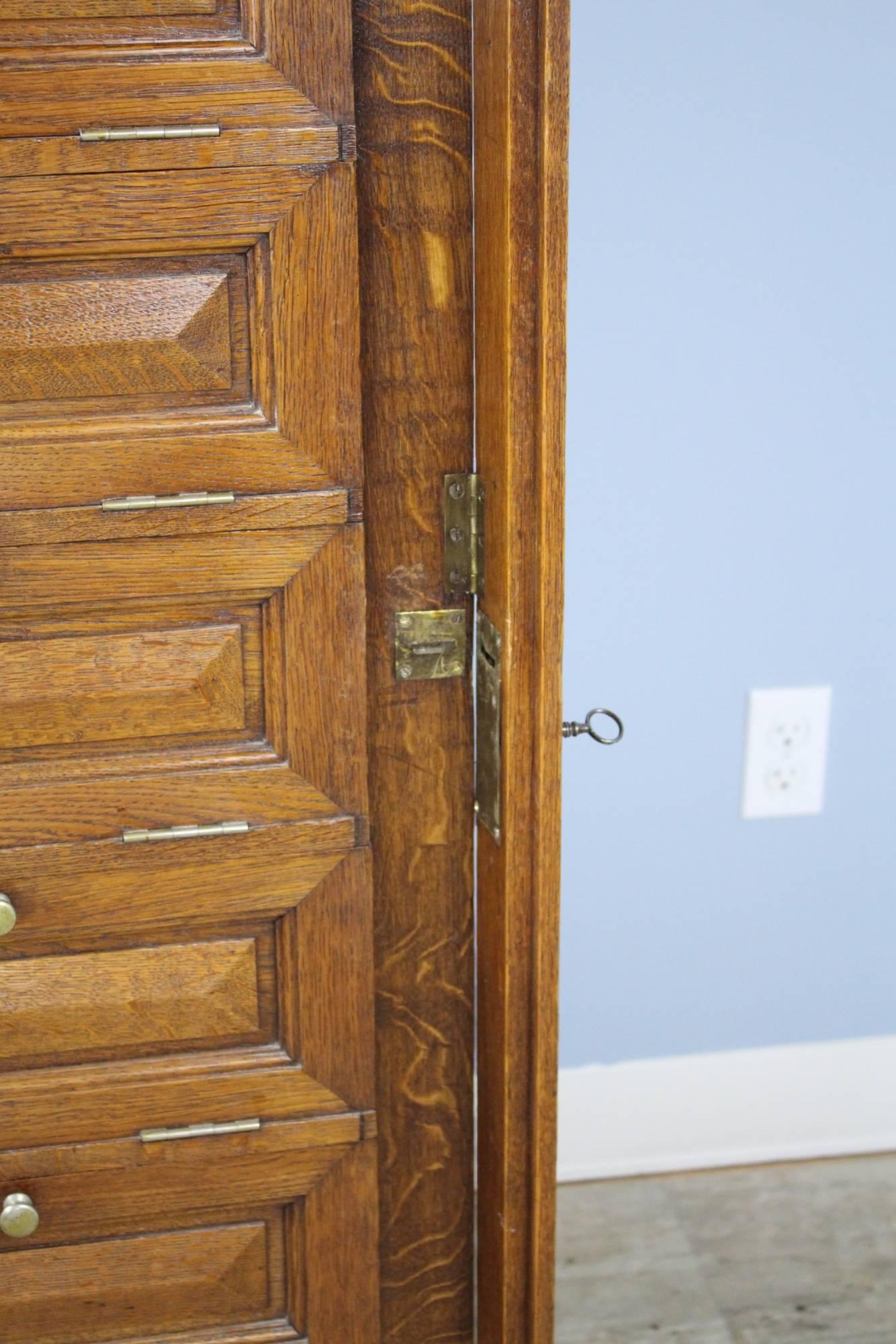 19th Century Antique Oak Cabinet with Side Locks and Original Keys