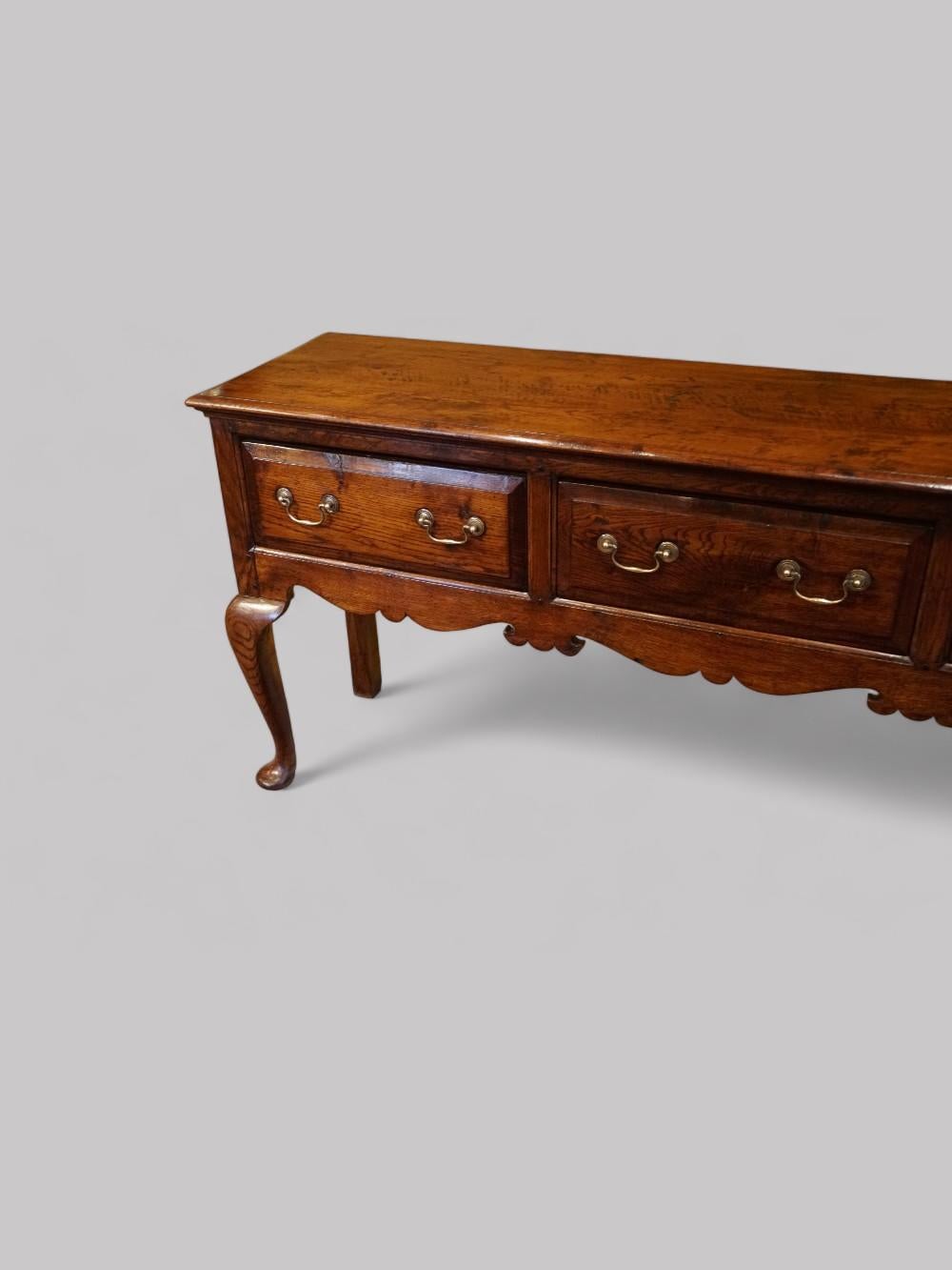Edwardian Antique oak cabriole dresser base For Sale