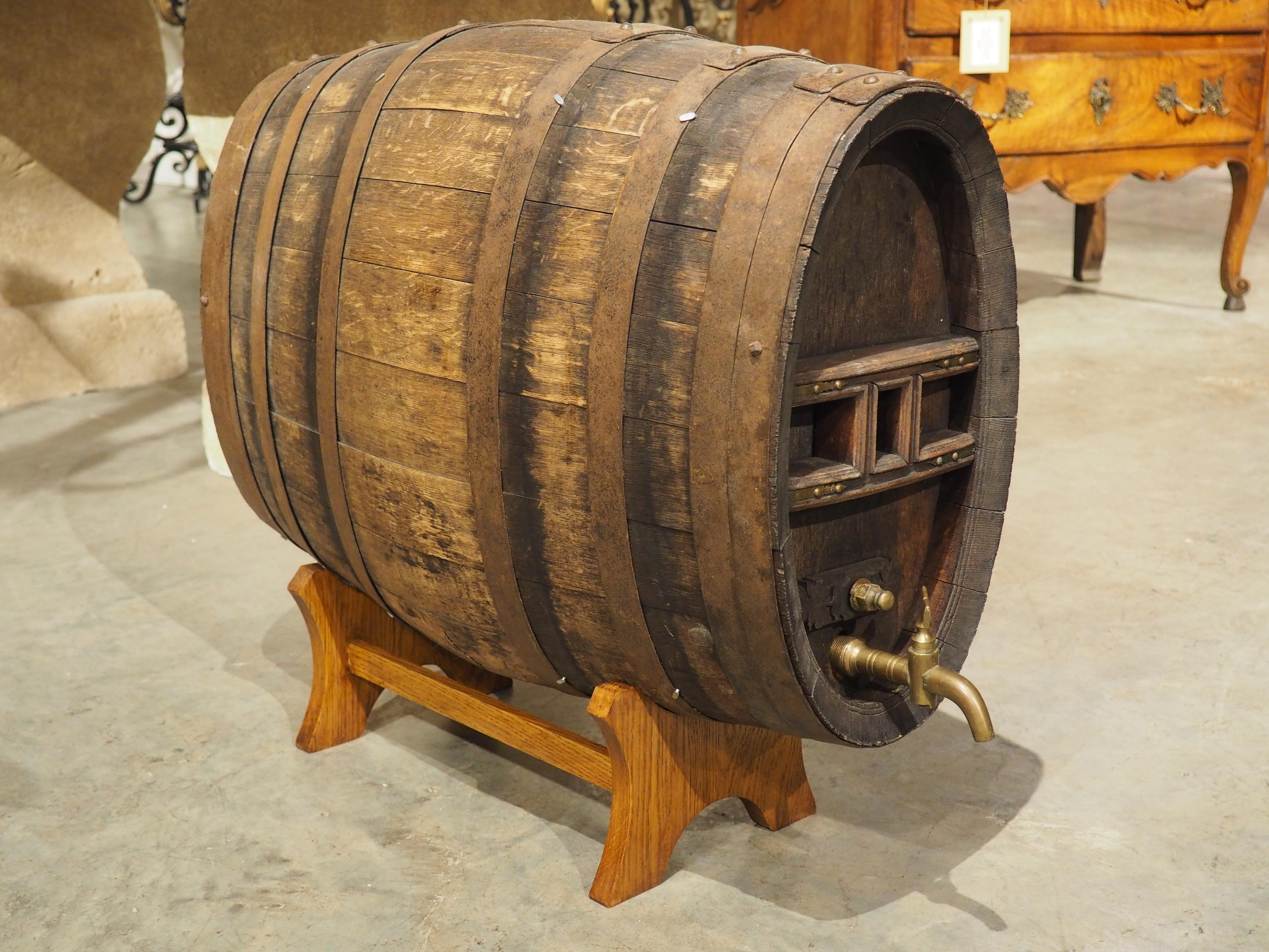 Antique Oak Calvados Barrel on Stand from Normandy, Circa 1850 For Sale 3