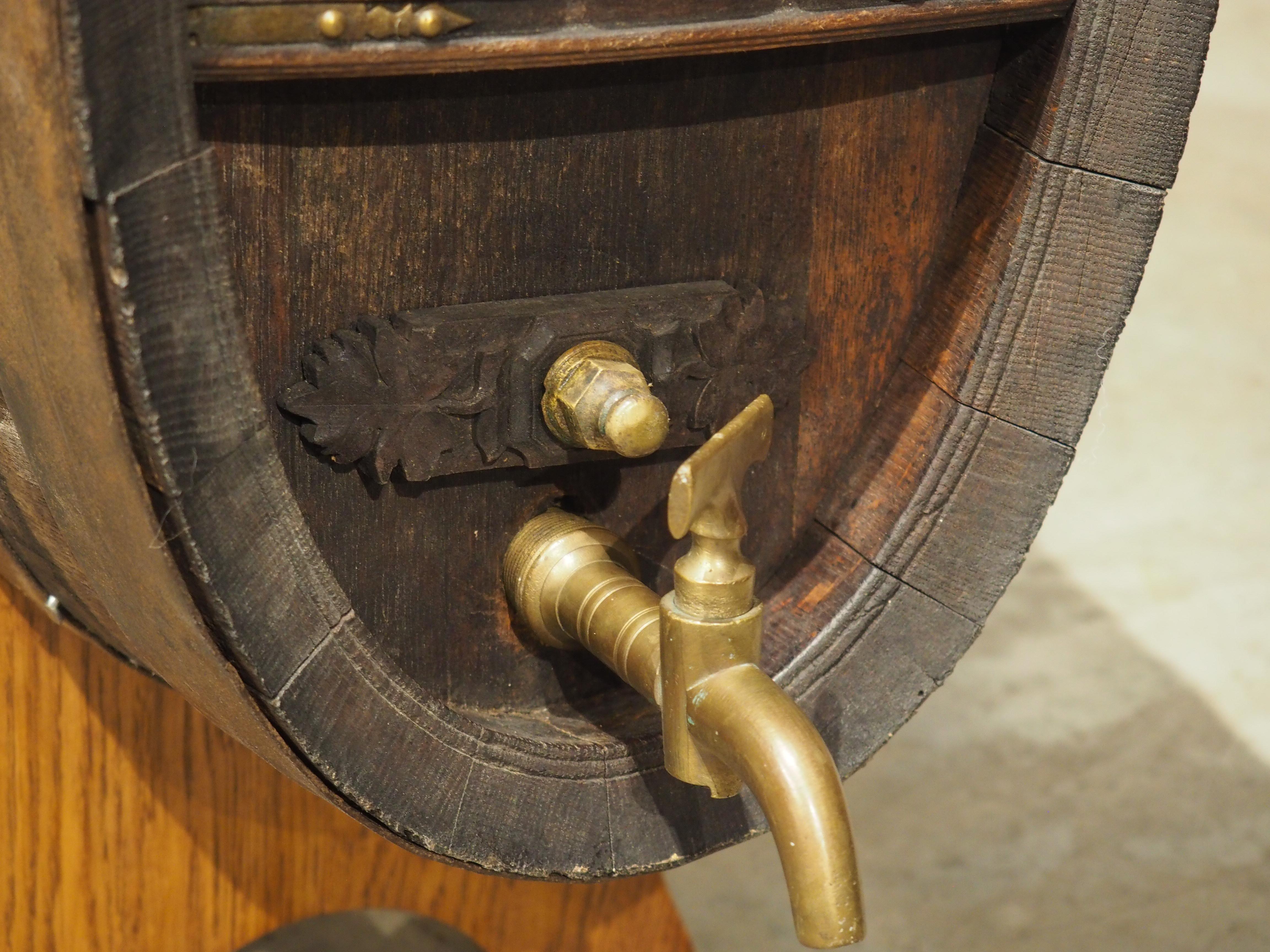 19th Century Antique Oak Calvados Barrel on Stand from Normandy, Circa 1850 For Sale