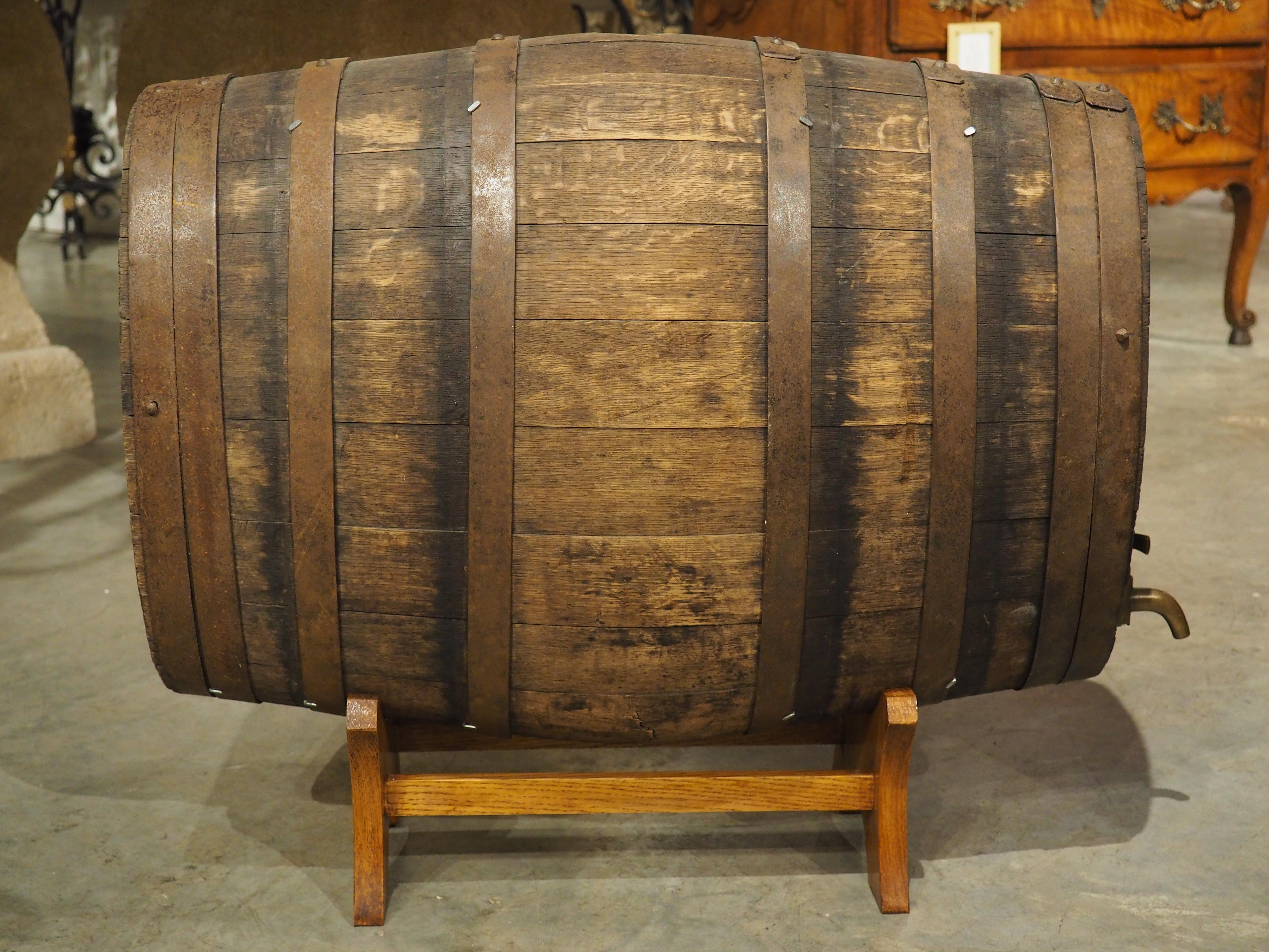 Antique Oak Calvados Barrel on Stand from Normandy, Circa 1850 For Sale 1