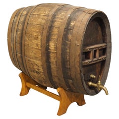 Antique Oak Calvados Barrel on Stand from Normandy, Circa 1850