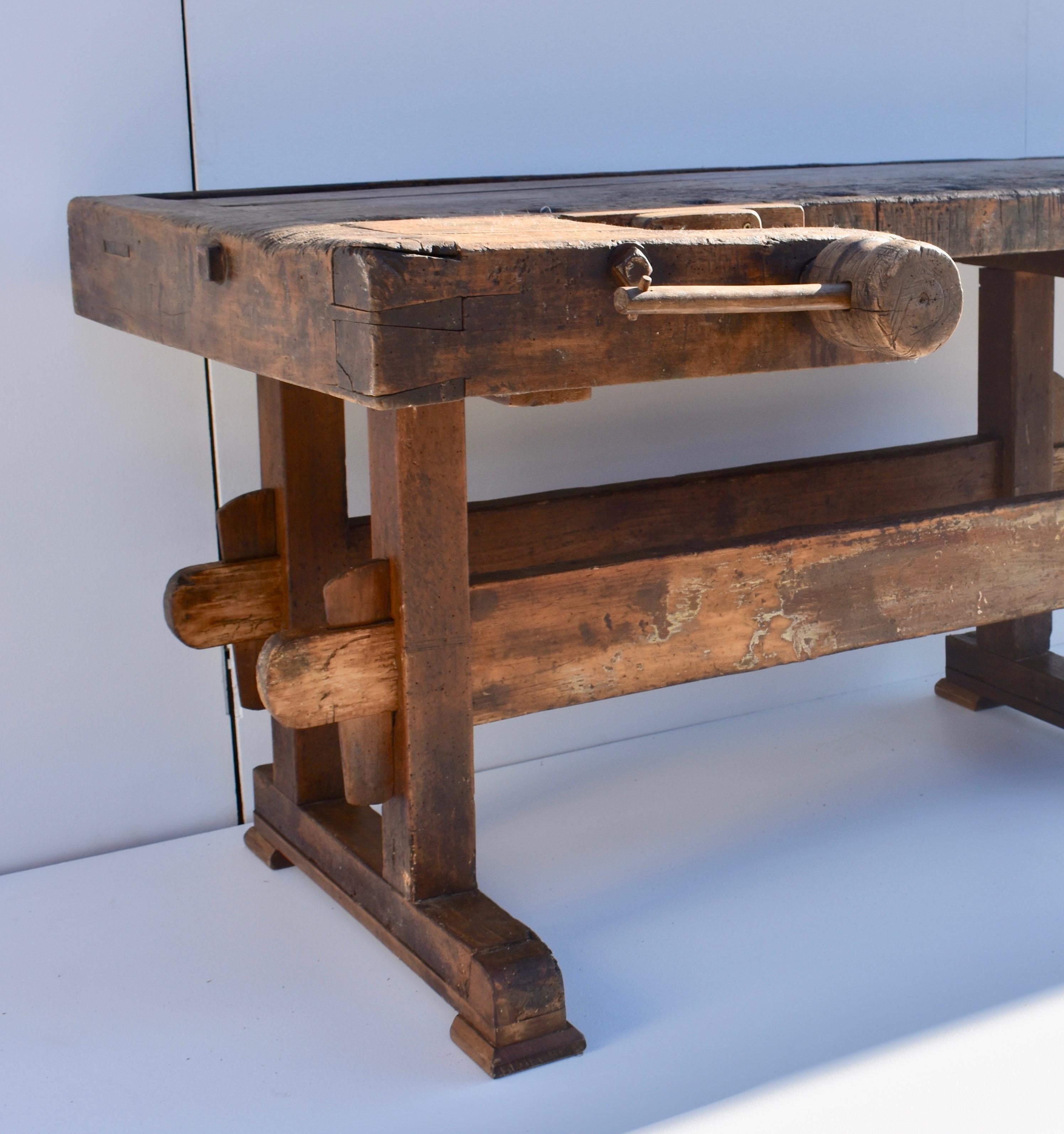 Industrial Antique Oak Carpenters and Joiners Workbench